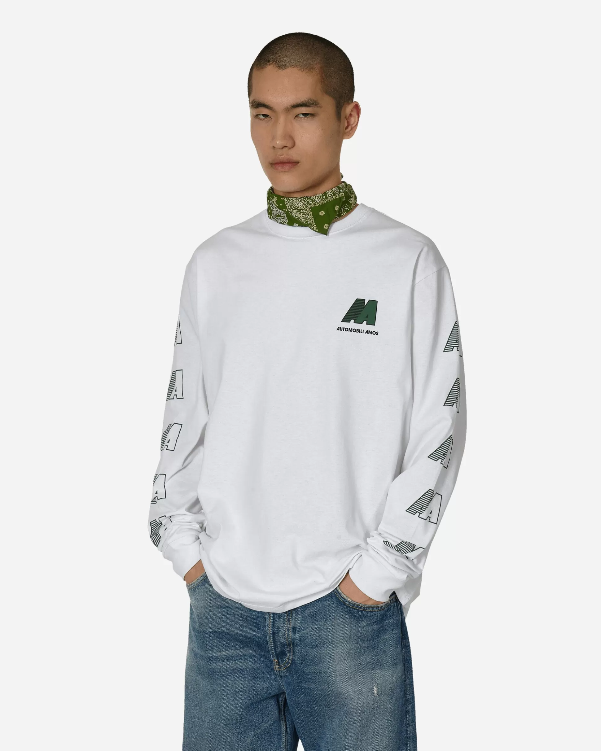 Automobili Amos AA Logo Longsleeve T-Shirt White Best Sale