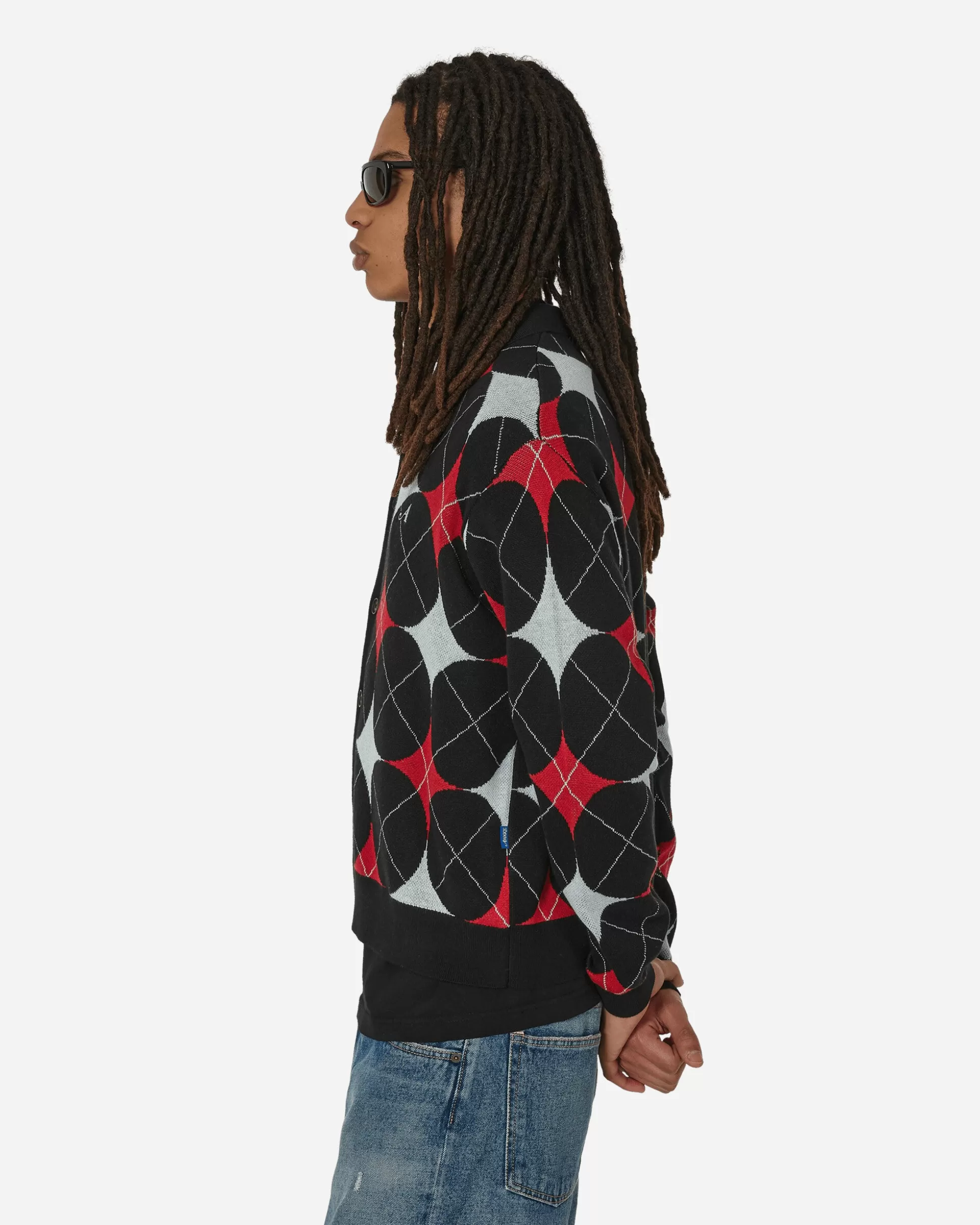 Awake NY Argyle Knit Cardigan Black Best