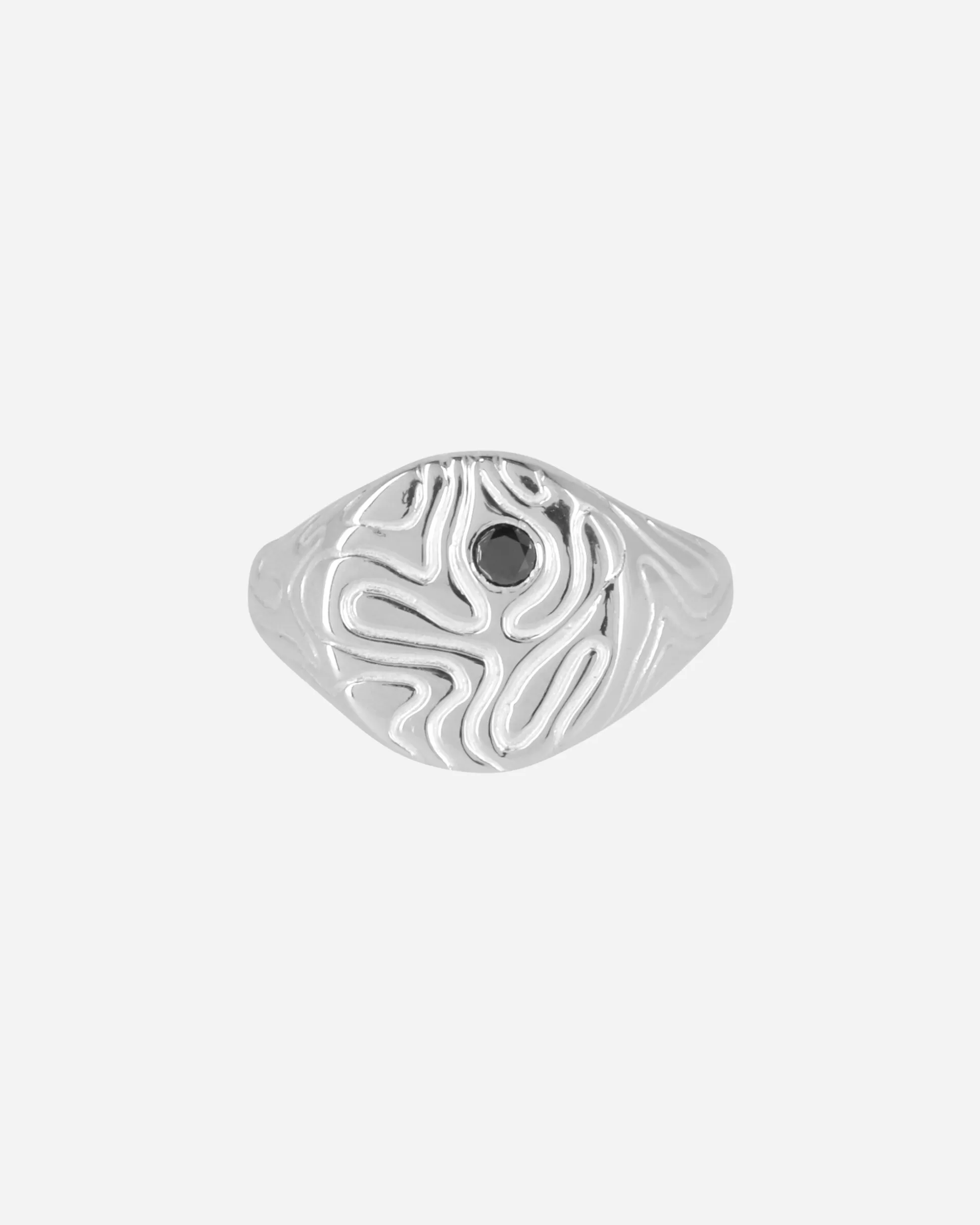 Octi Black Diamond Globe Signet Ring Silver Fashion