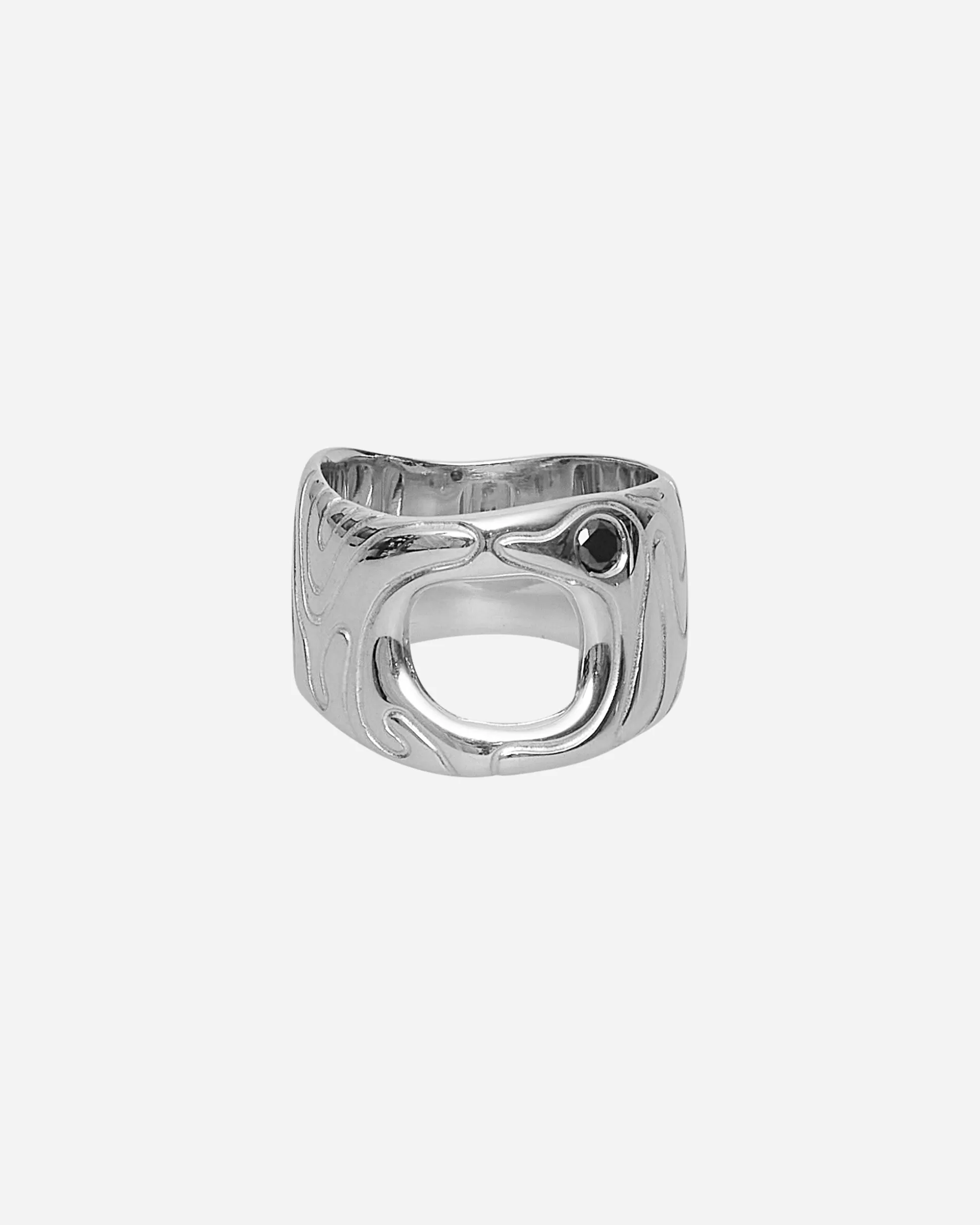 Octi Black Sapphire Globe Ring Silver Clearance