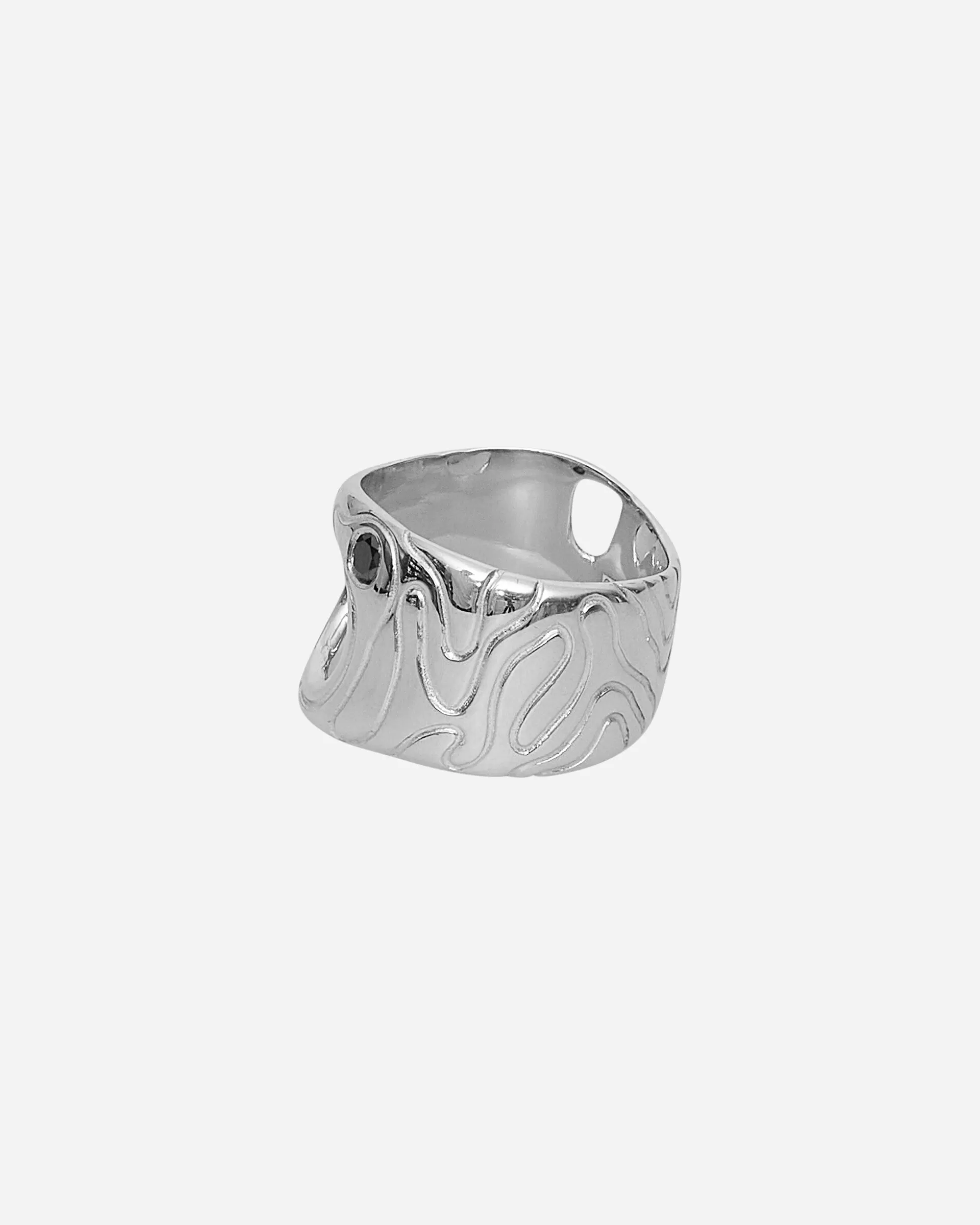 Octi Black Sapphire Globe Ring Silver Clearance