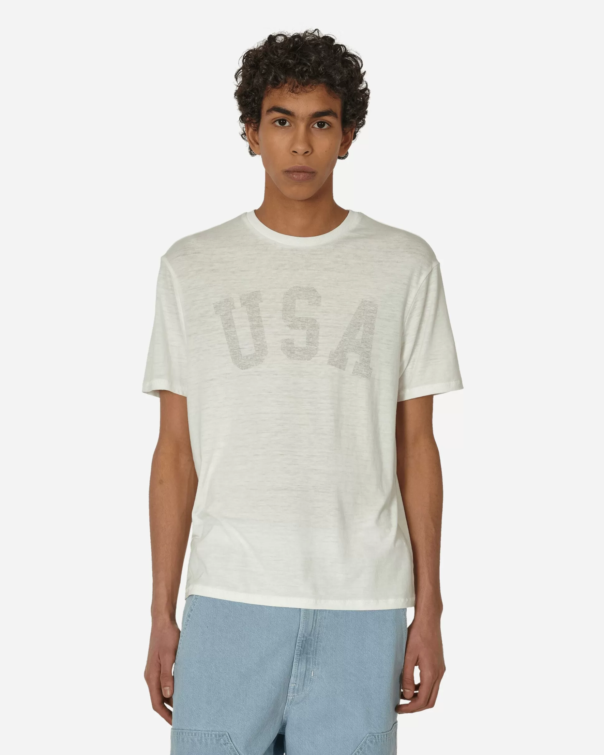 Guess USA Burnout T-Shirt Alabaster Hot