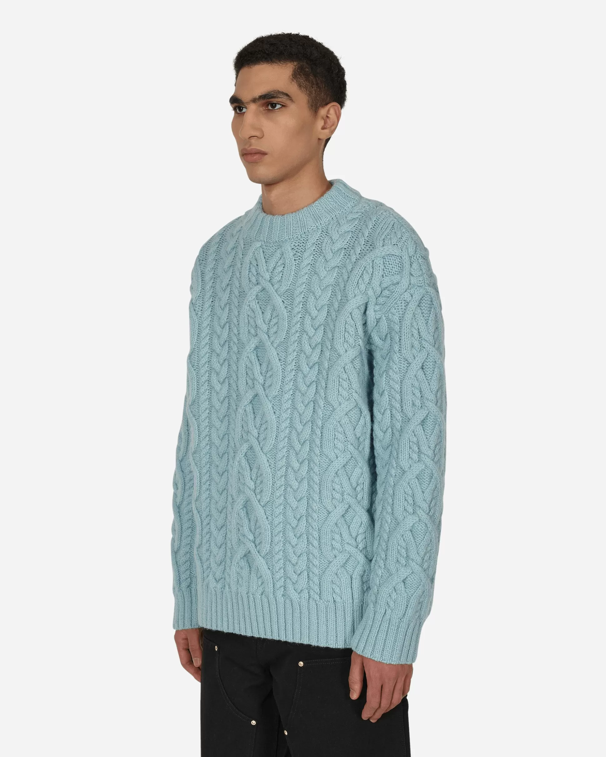 Dries Van Noten Cable Knit Sweater Blue Cheap