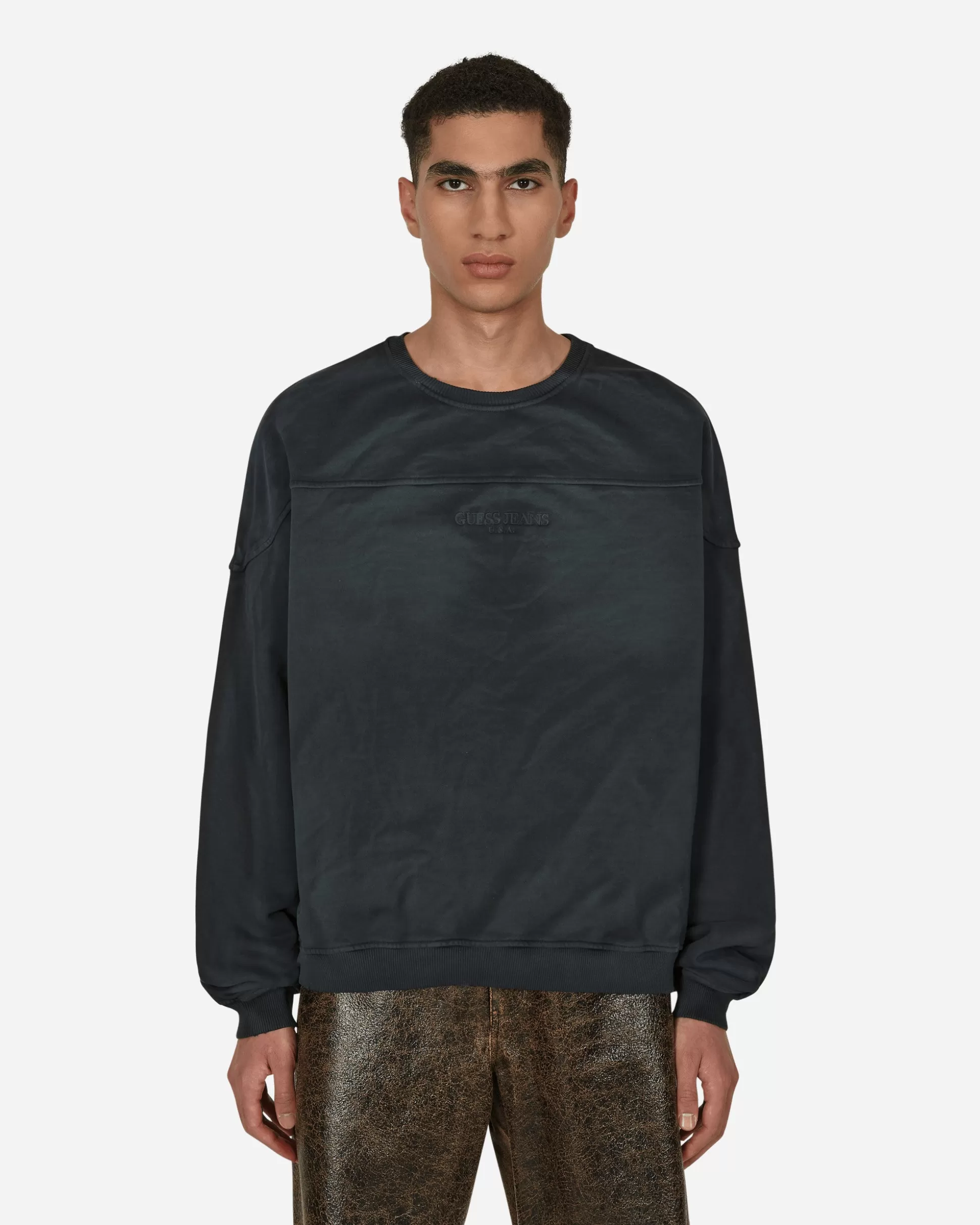 Guess USA Classic Logo Crewneck Sweatshirt Black Outlet