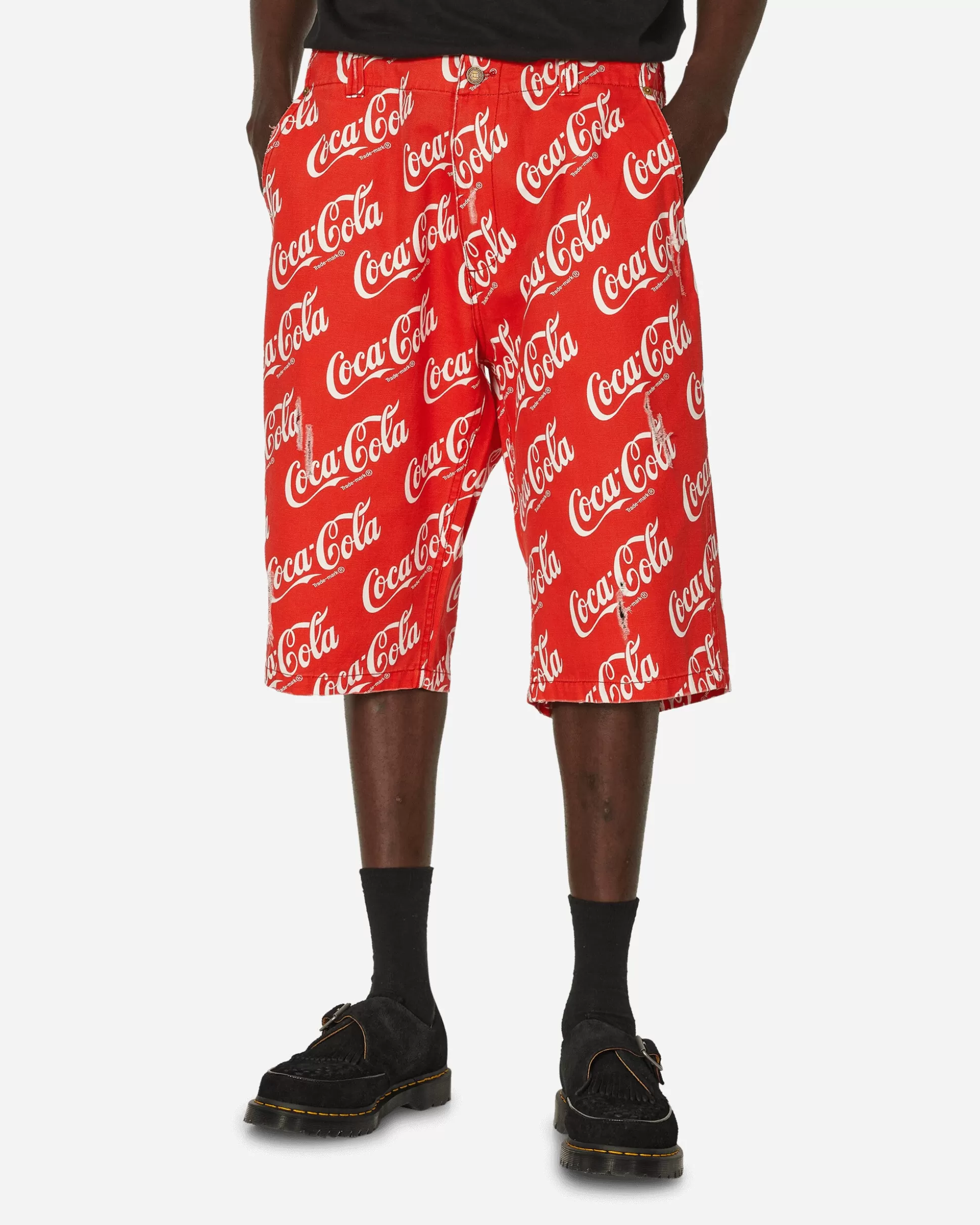 ERL Coca-Cola Printed Canvas Shorts Red Discount