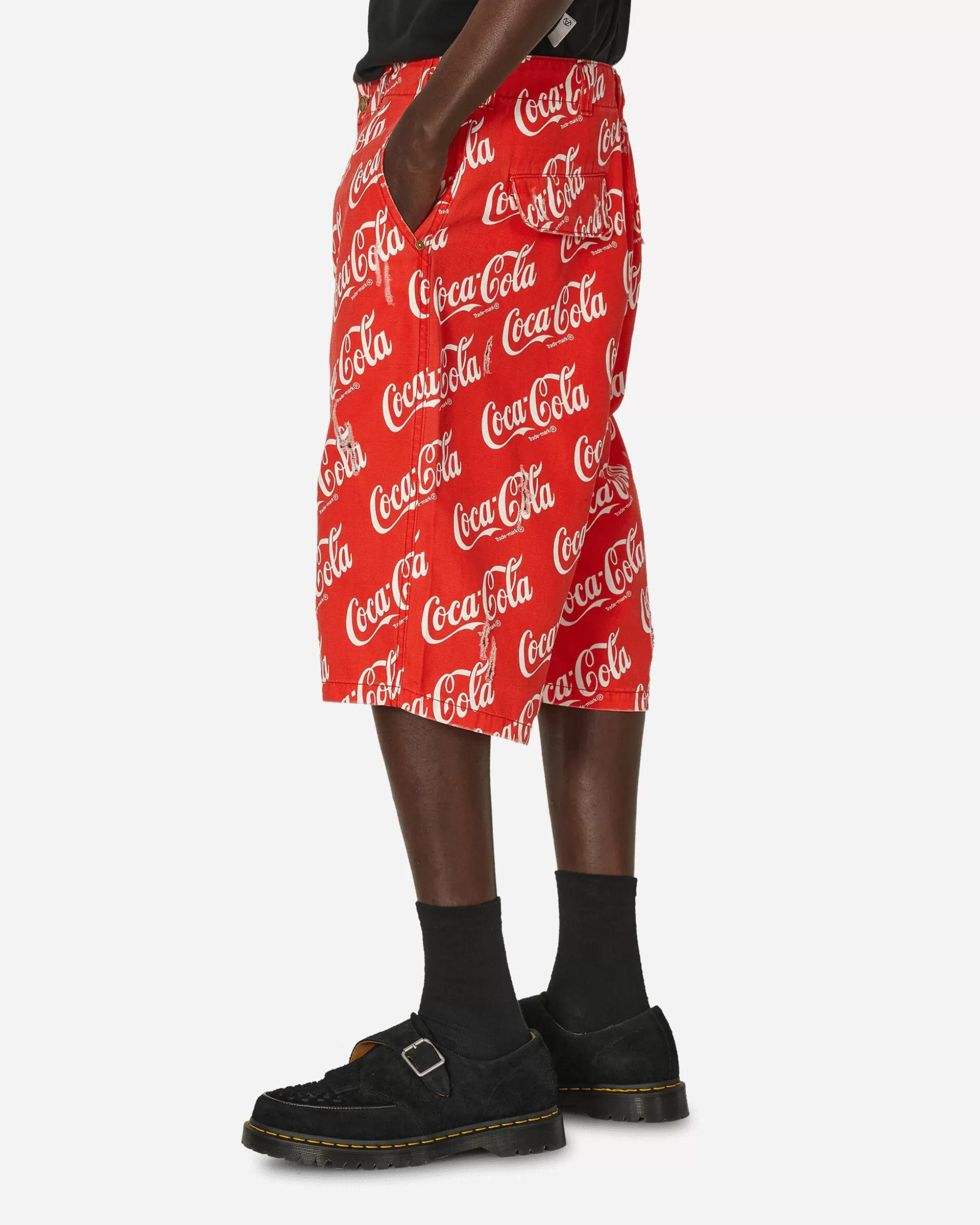 ERL Coca-Cola Printed Canvas Shorts Red Discount