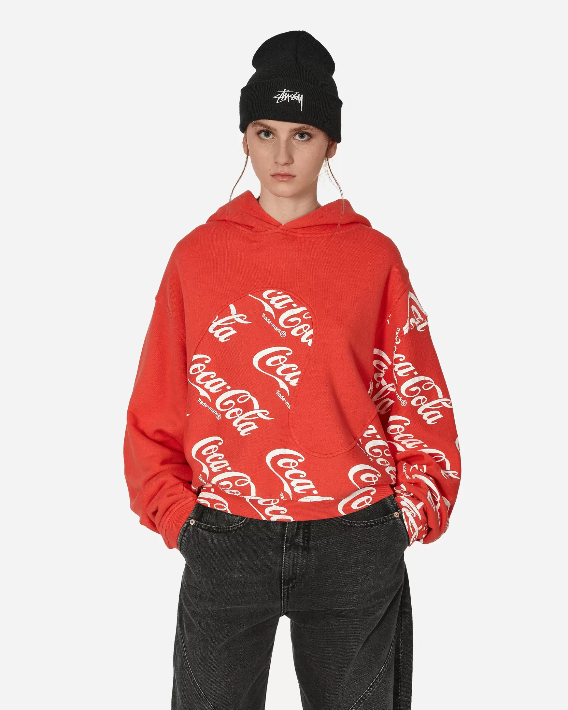ERL Coca-Cola Swirl Hooded Sweatshirt Red Cheap