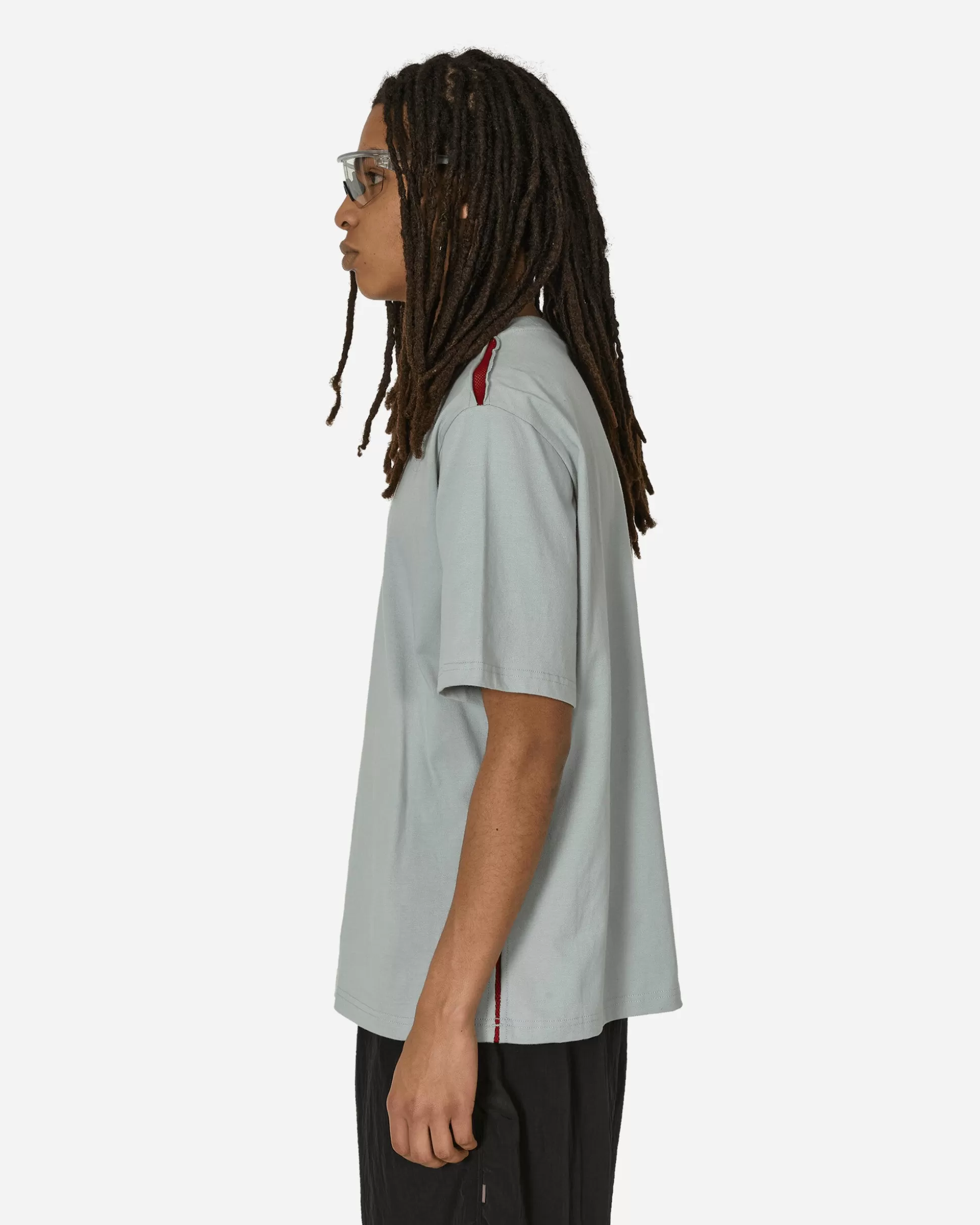 Unaffected Contrast Mesh Panel T-Shirt Misty Blue Hot