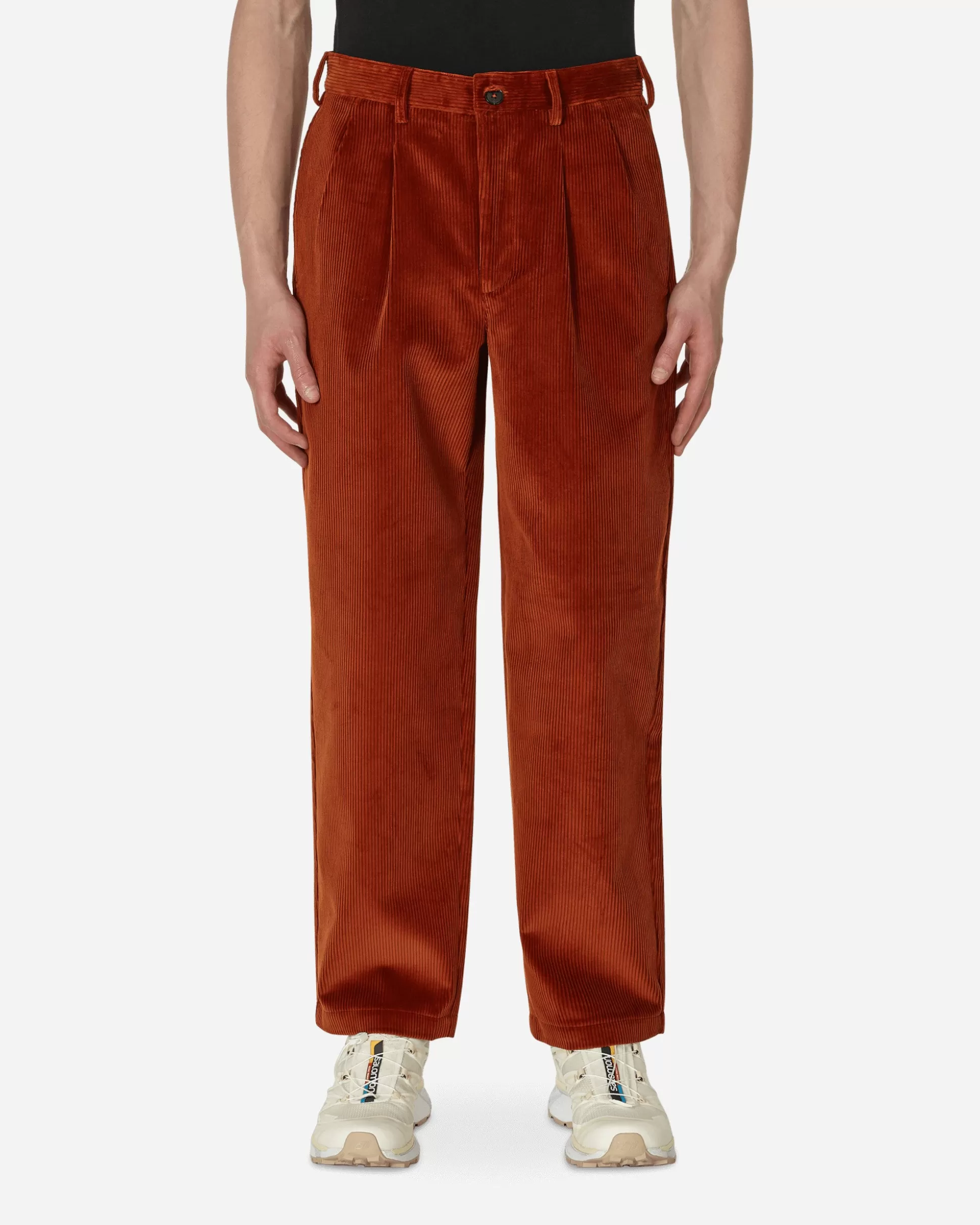 Noah Double-Pleat Corduroy Pants Brown Cheap