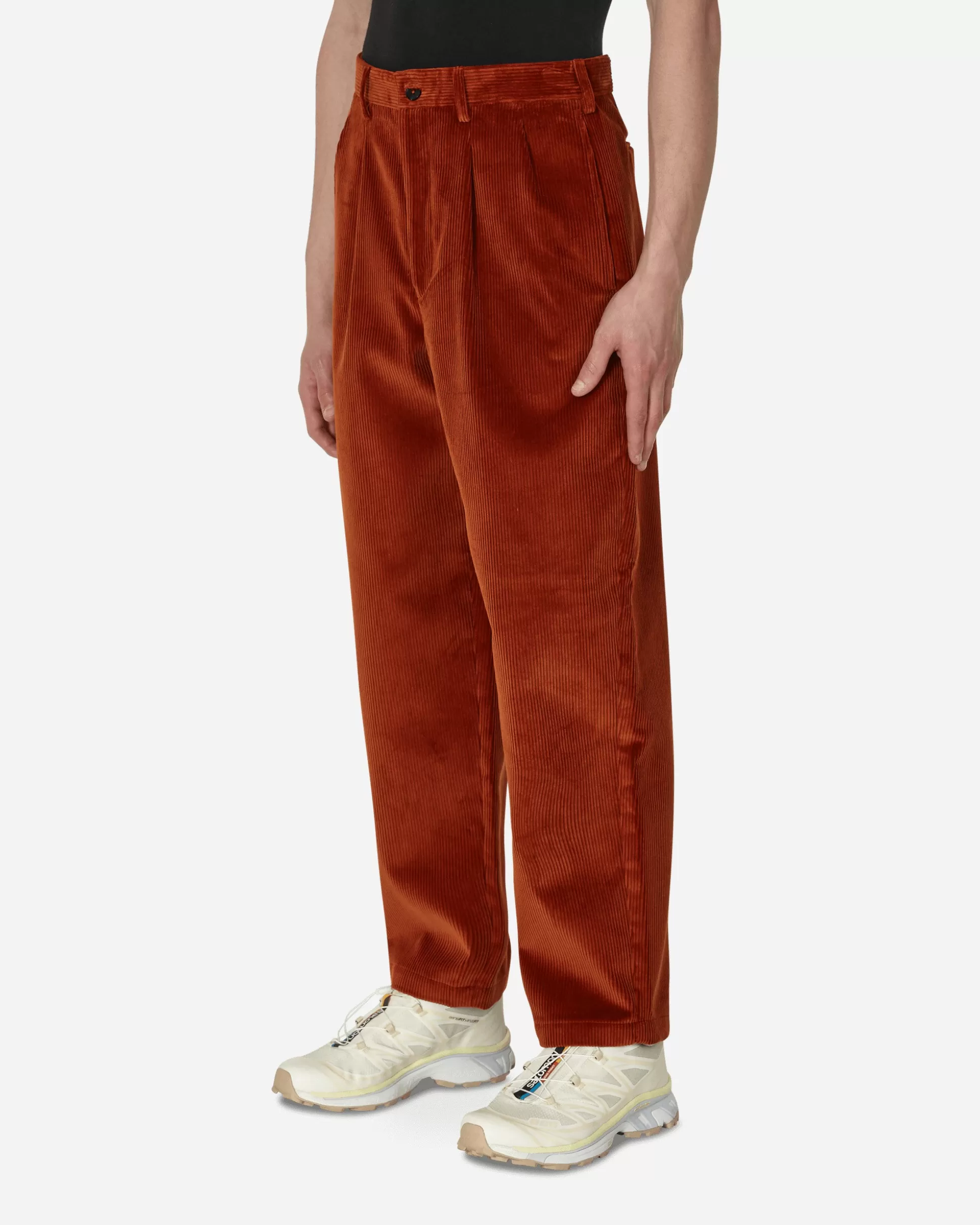 Noah Double-Pleat Corduroy Pants Brown Cheap
