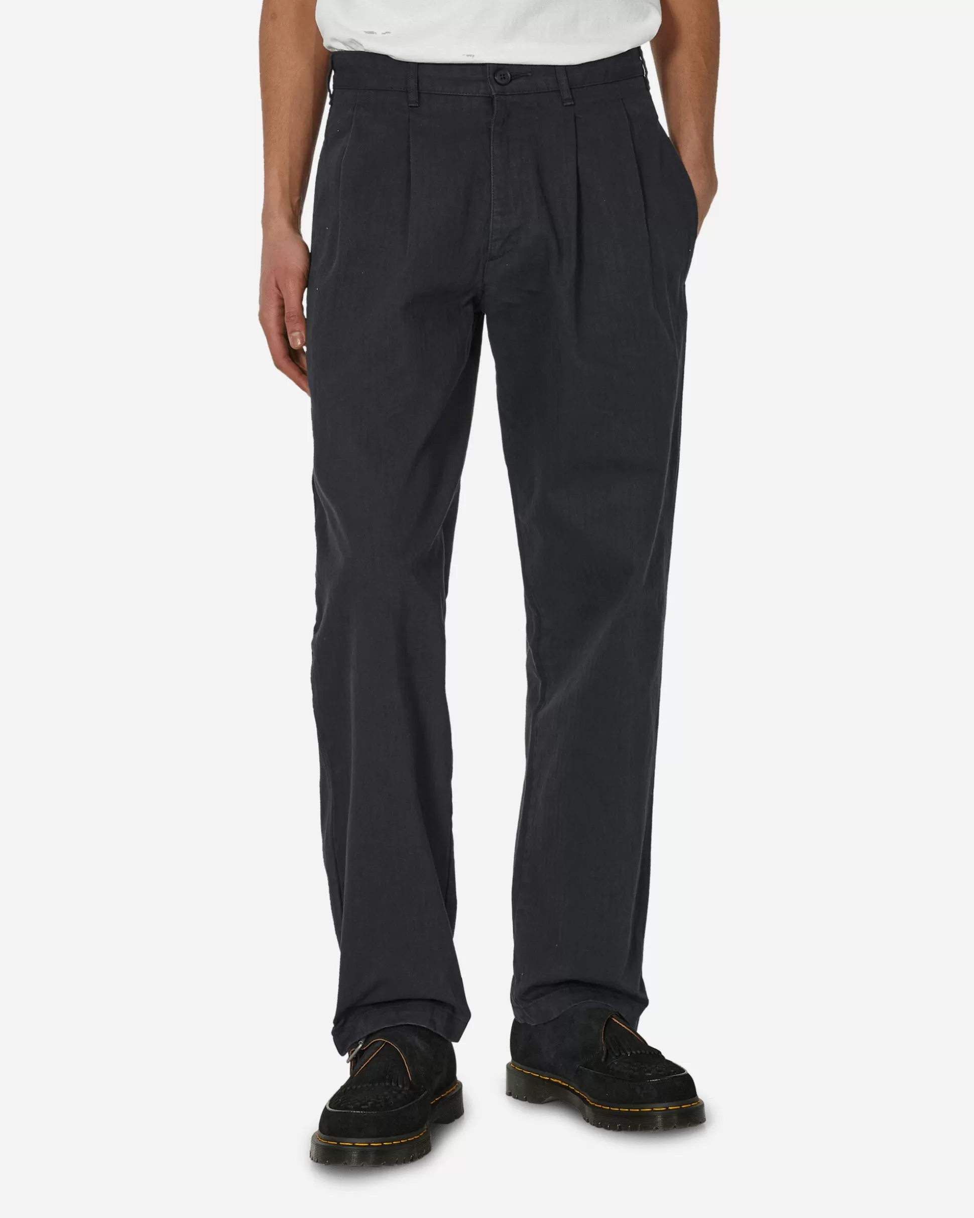 Noah Double-Pleat Herringbone Pant Navy Best