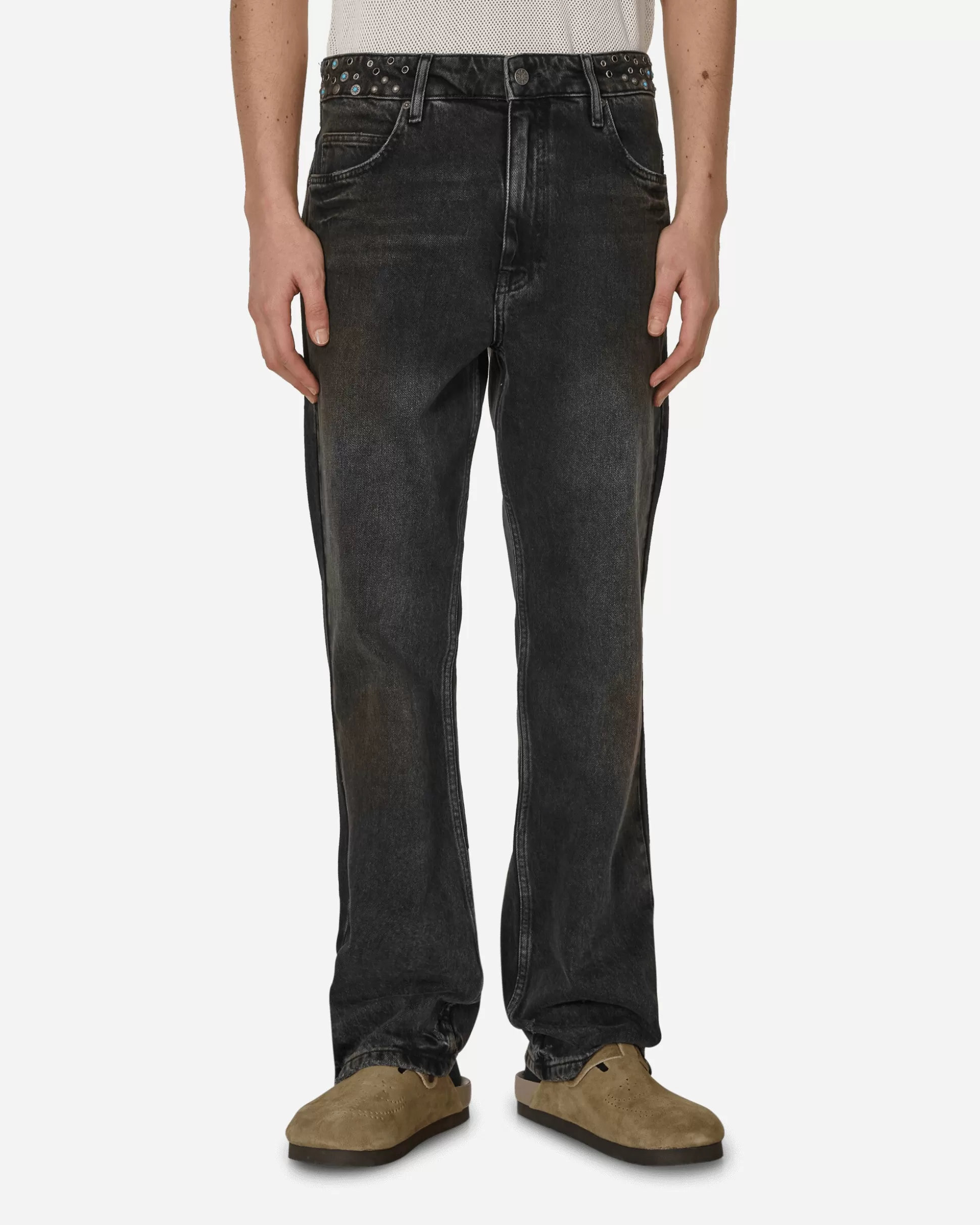 Guess USA Embellished Flare Pants Aged Black Wash Shop