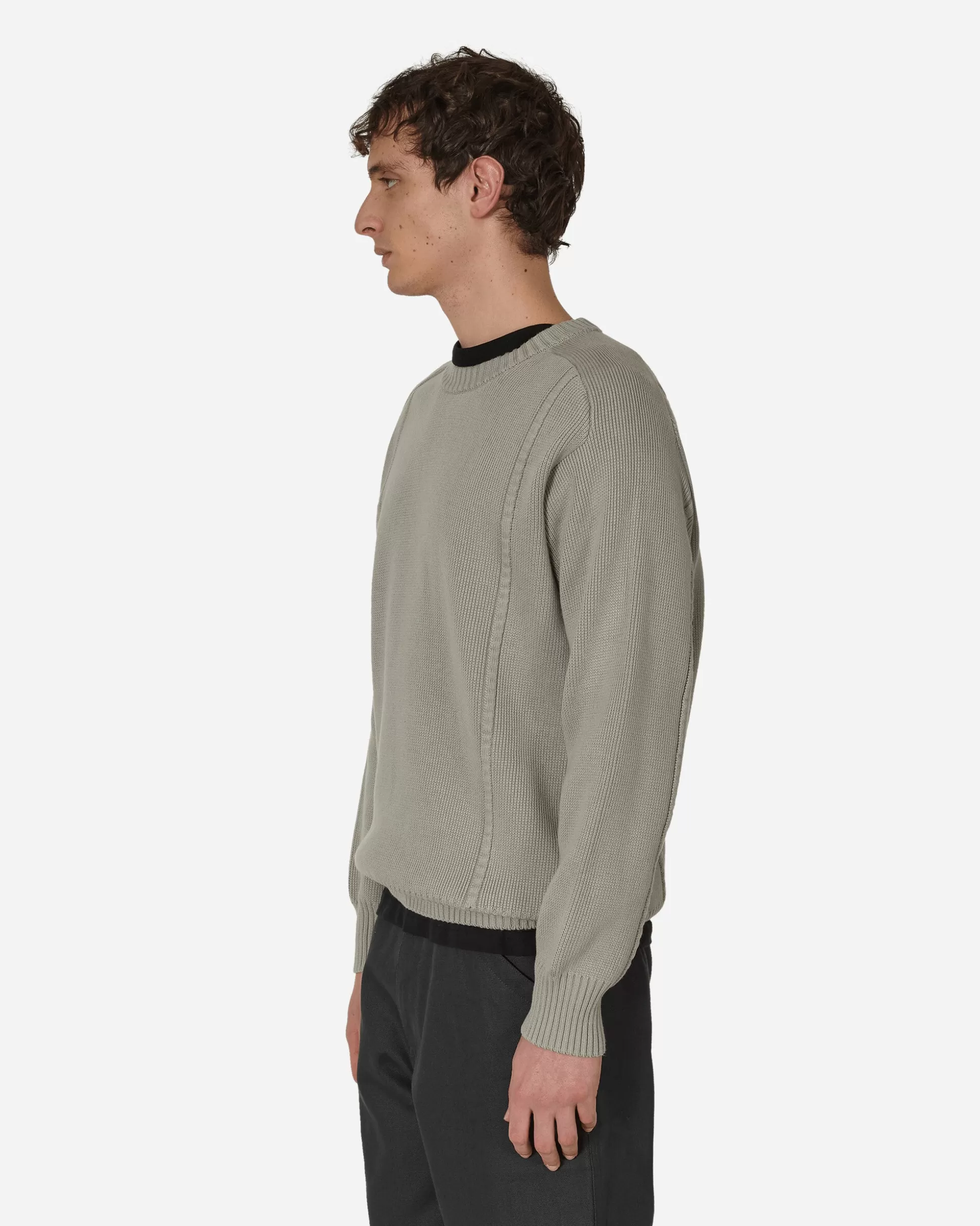 GR10K Embossed Crewneck Knit Sweater Pale Grey Hot
