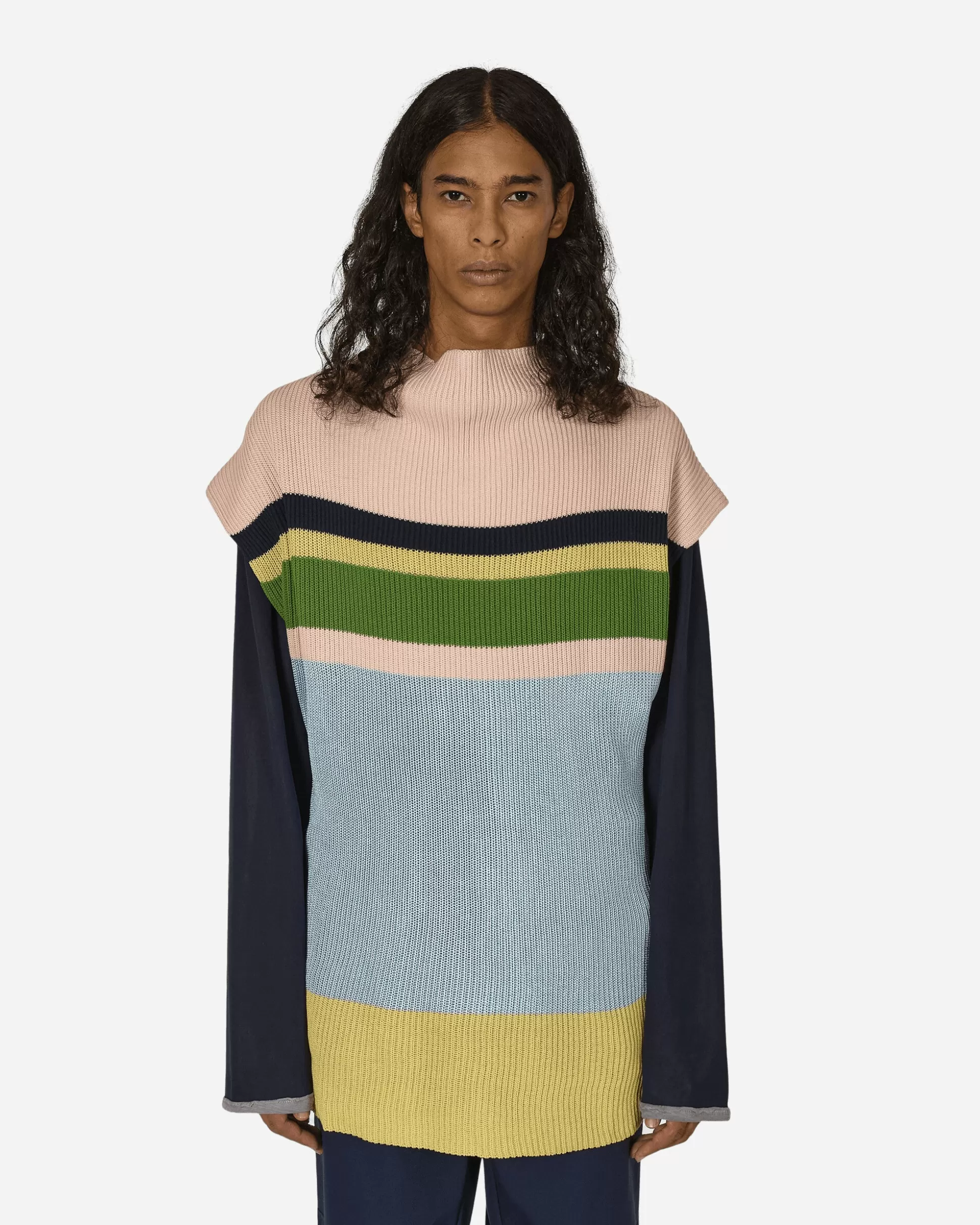 Kiko Kostadinov Essick Stripe Short Sleeve Sweater Pink / Sky Blue Fashion
