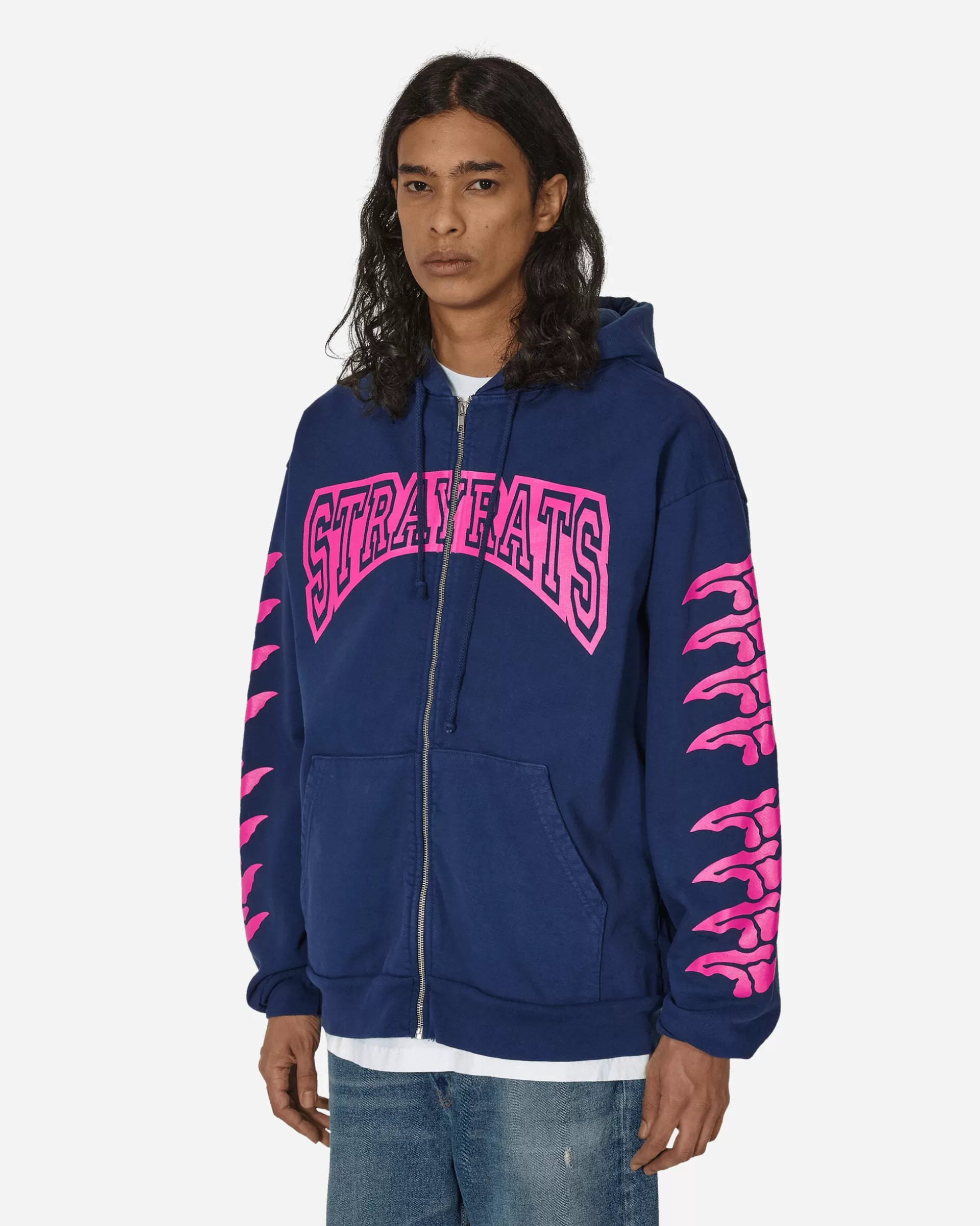 Stray Rats Exo Zip Up Hoodie Blue Outlet