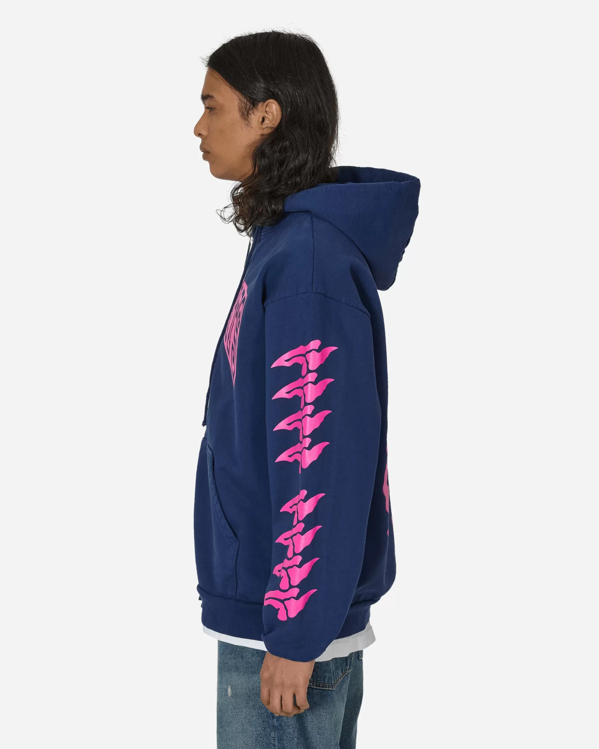 Stray Rats Exo Zip Up Hoodie Blue Outlet