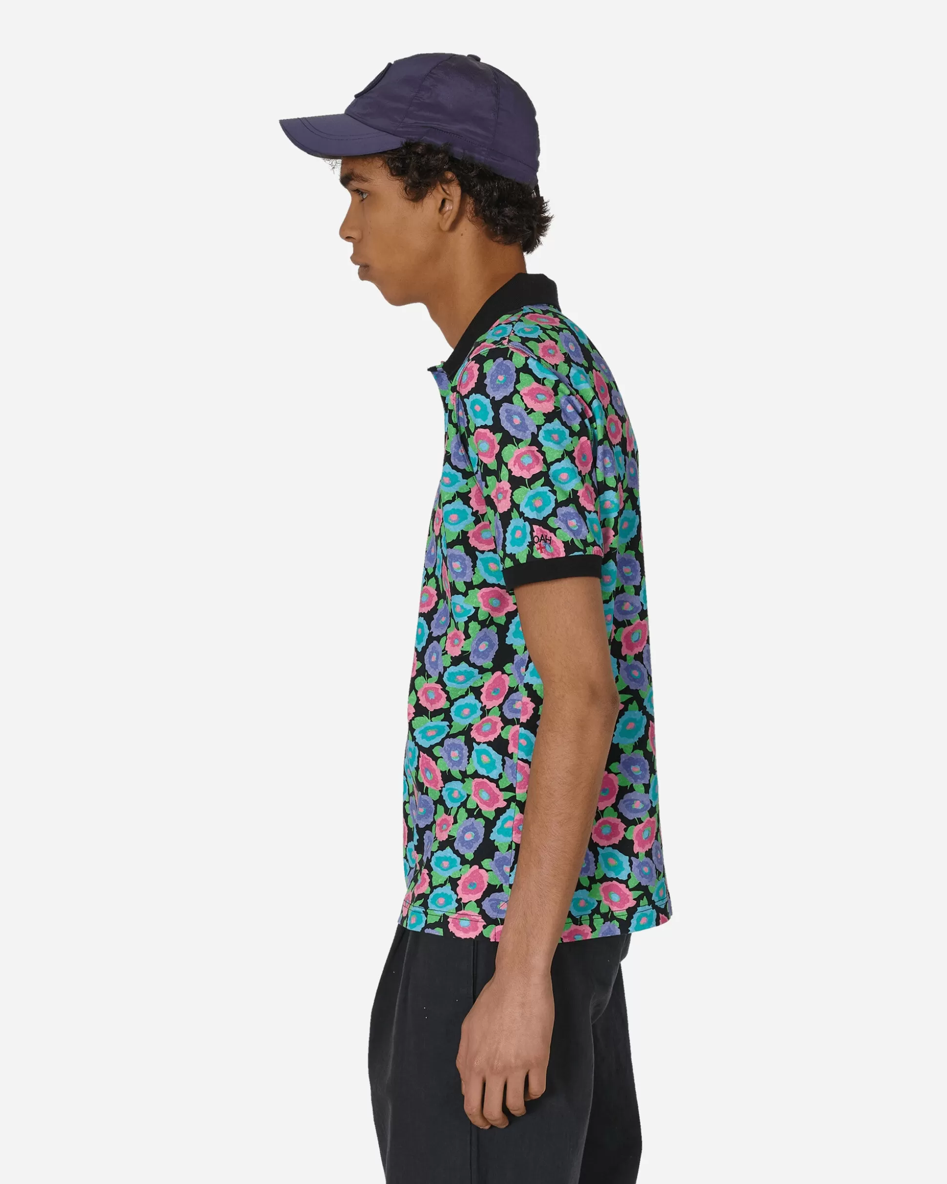 Noah Floral Polo T-Shirt Black Cheap
