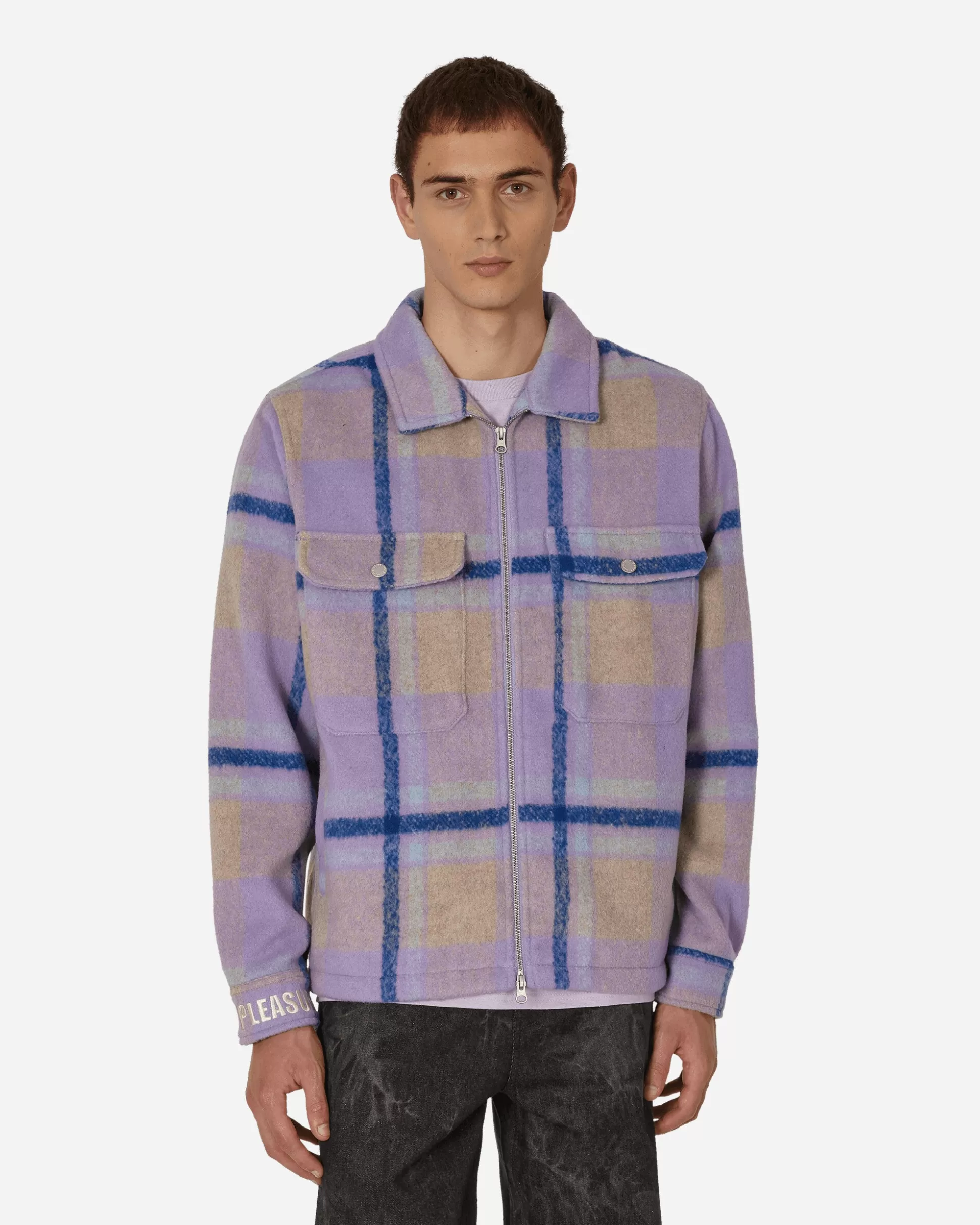 Pleasures Folklore Plaid Work Jacket Purple Outlet