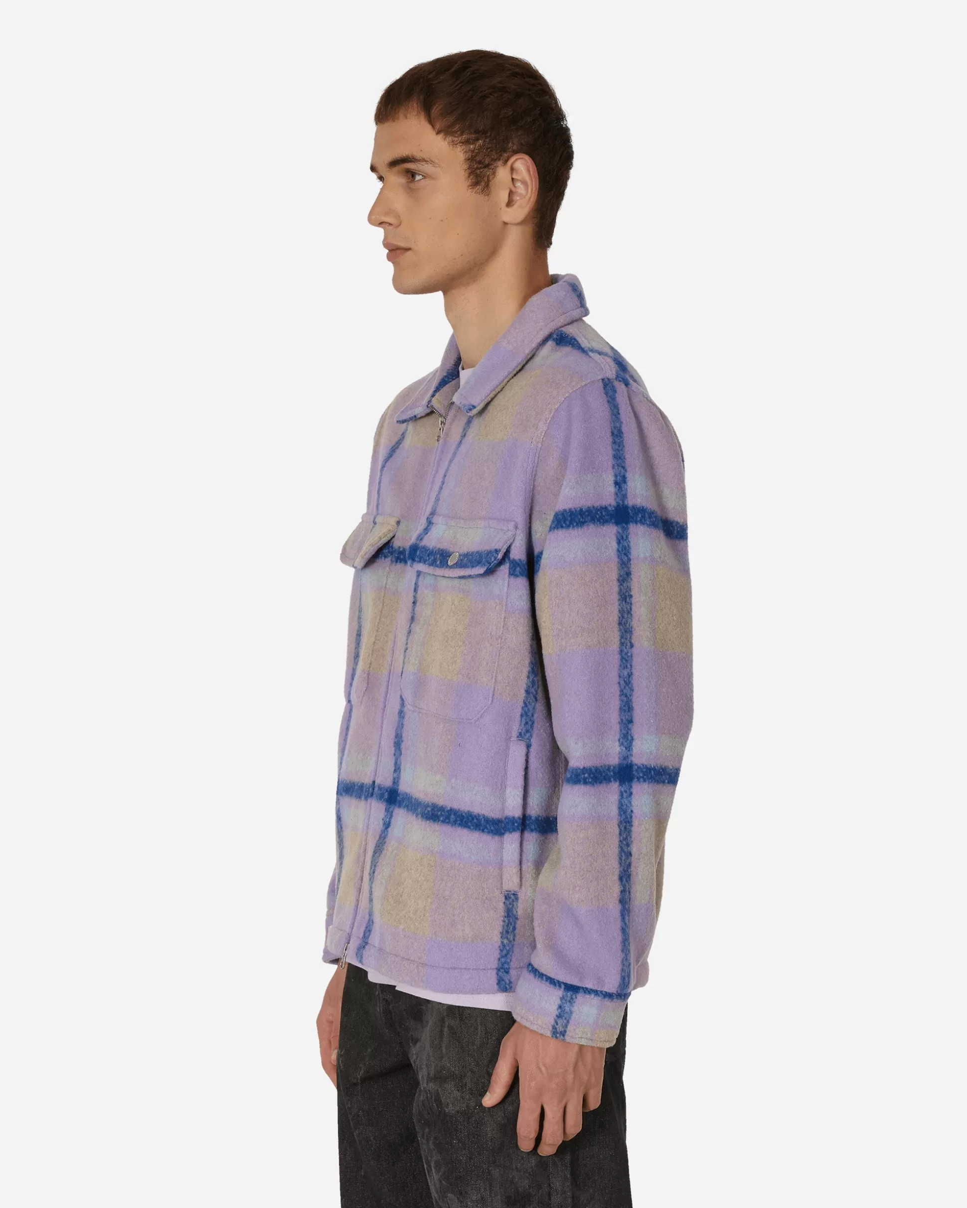 Pleasures Folklore Plaid Work Jacket Purple Outlet