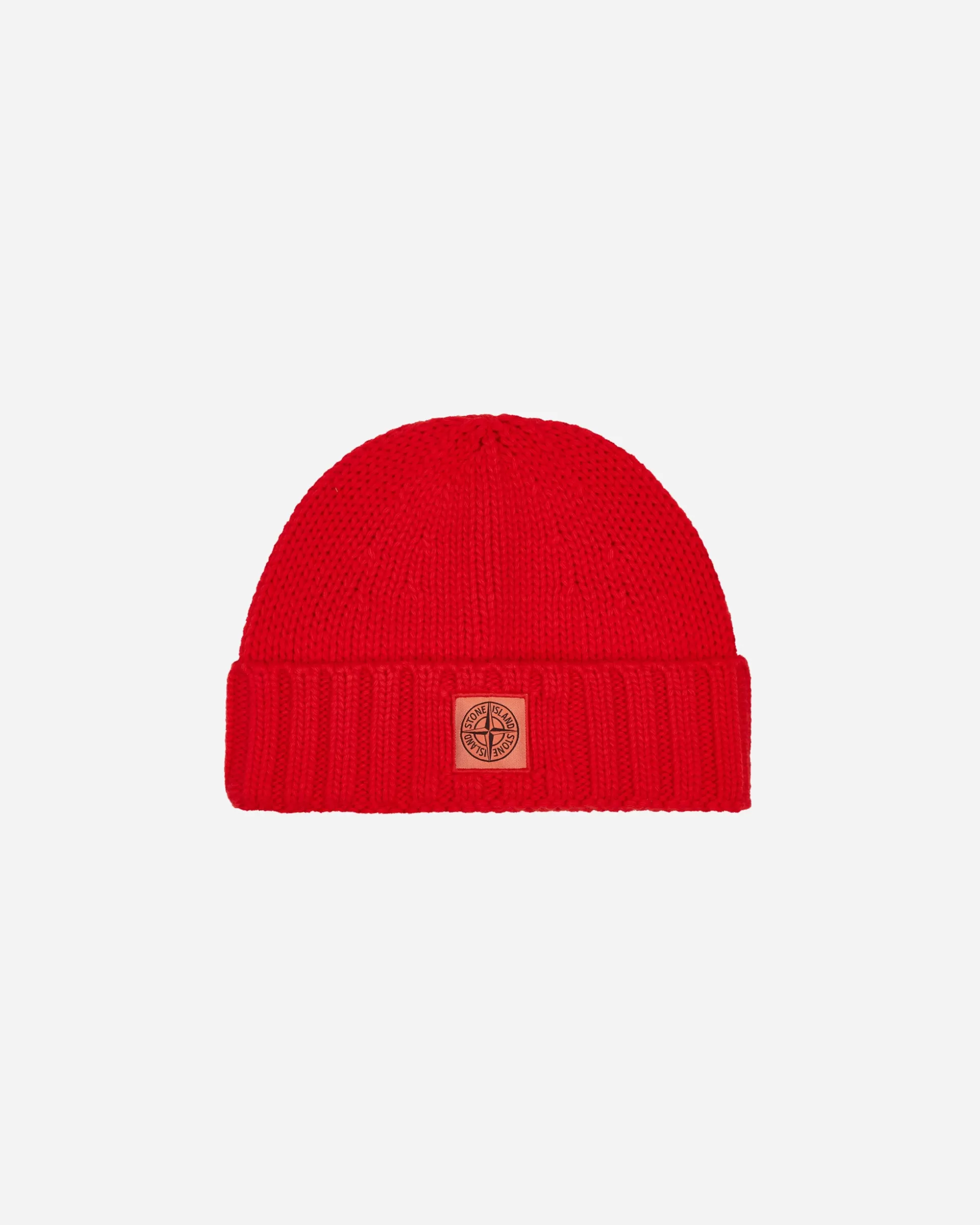 Stone Island Garment Dyed Wool Beanie Lobster Red Best