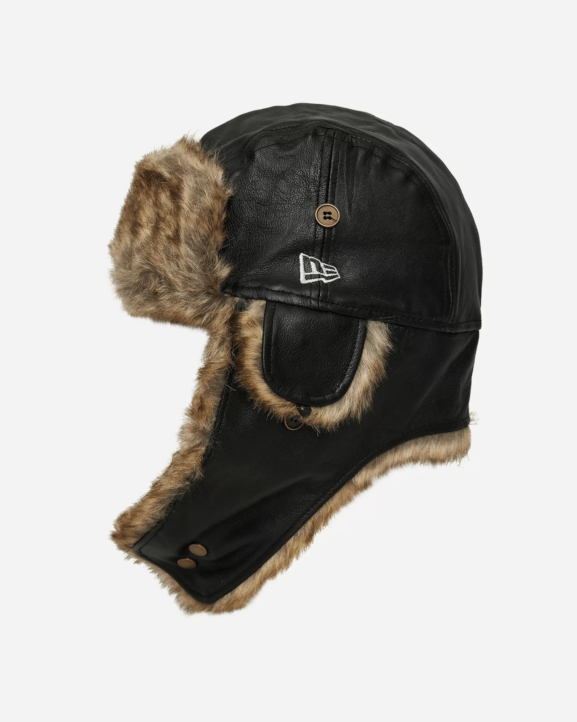 New Era Image Leather Trapper Hat Black Cheap