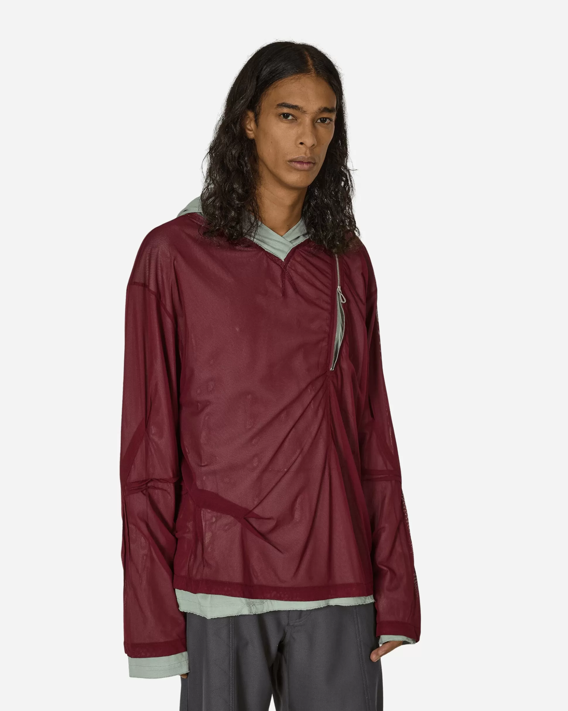 Kiko Kostadinov Knox Mesh Hoodie Jade Green / Lime / Burgundy Flash Sale