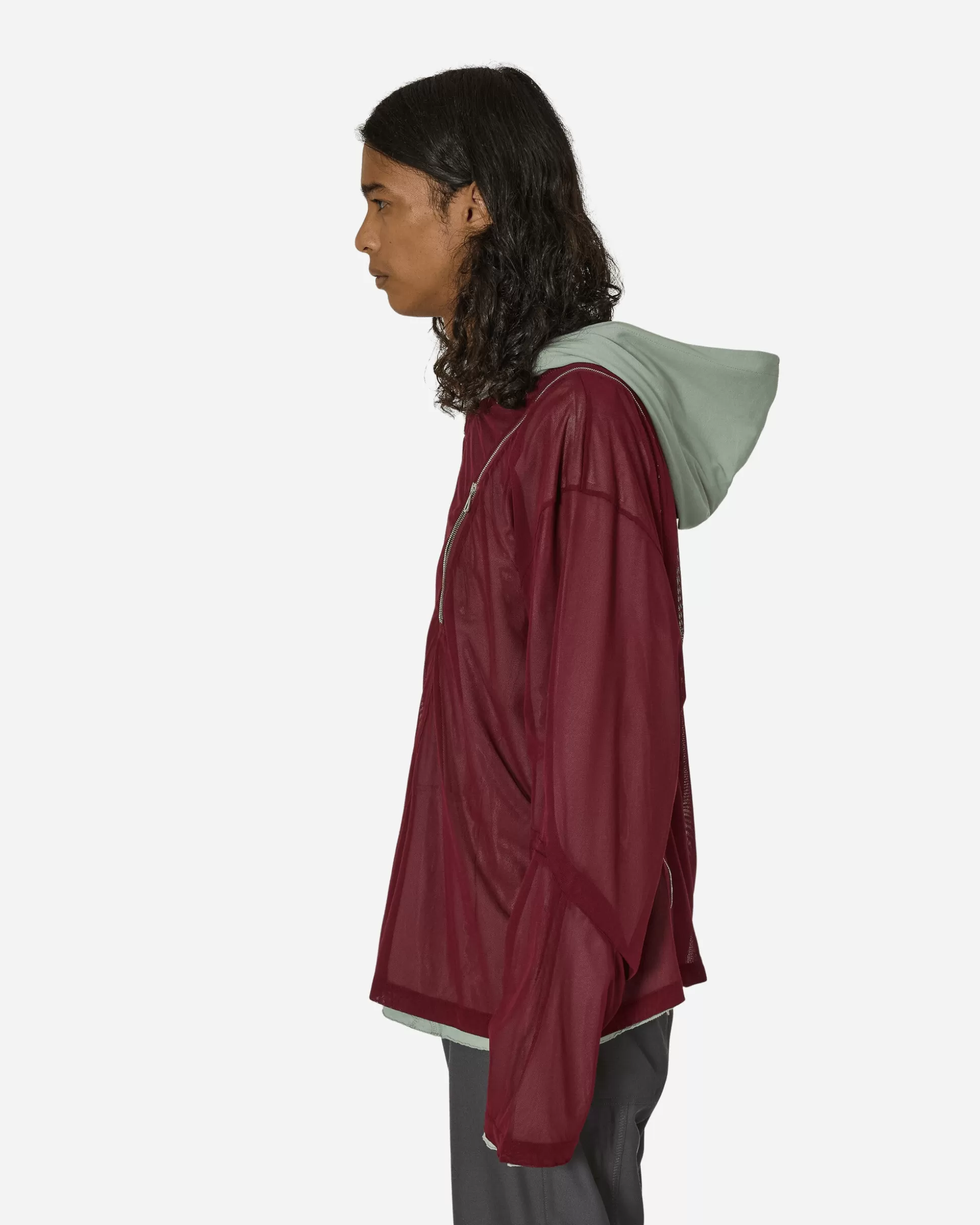 Kiko Kostadinov Knox Mesh Hoodie Jade Green / Lime / Burgundy Flash Sale