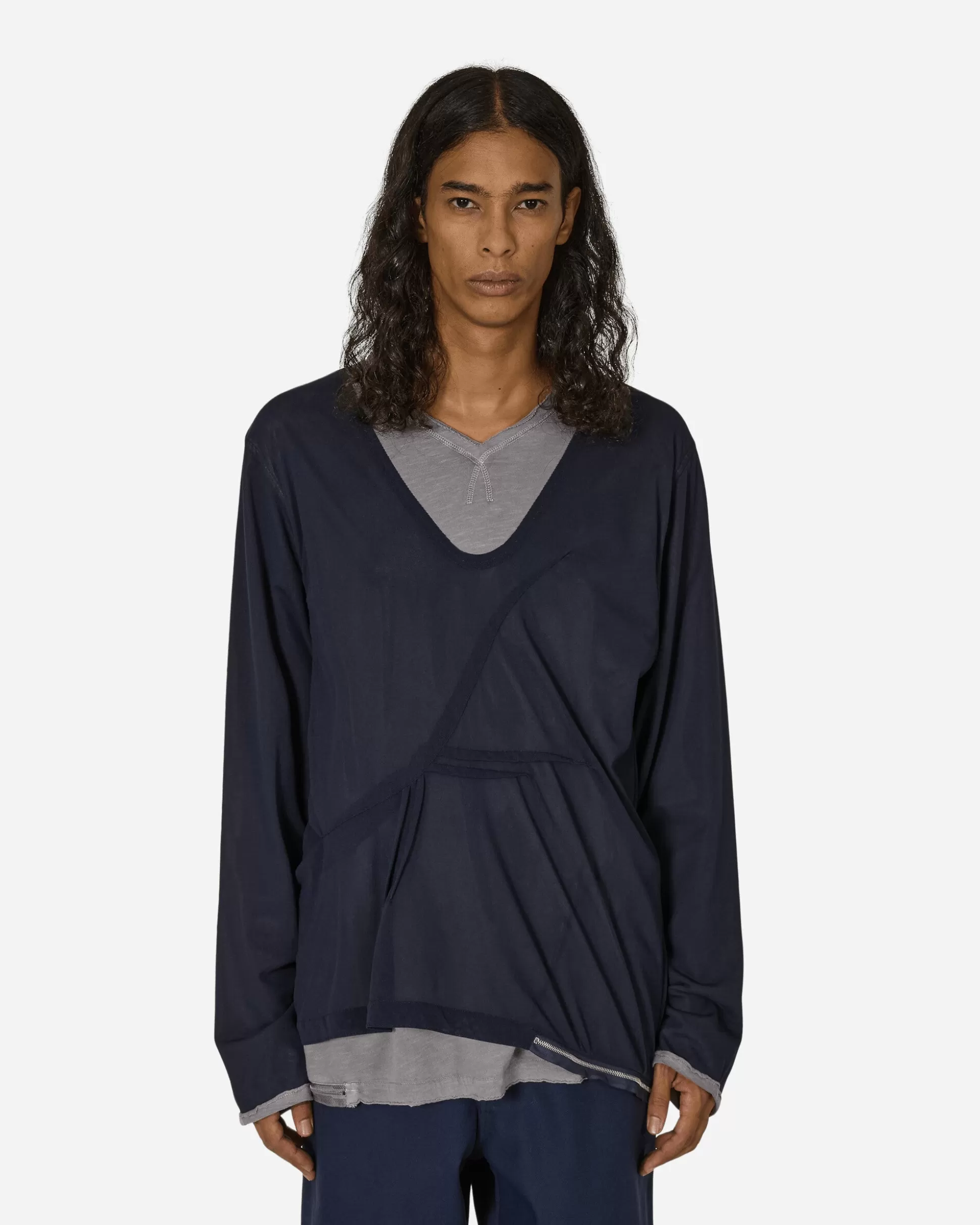 Kiko Kostadinov Knox Mesh Long Sleeve T-Shirt Icy Lilac / Navy Flash Sale