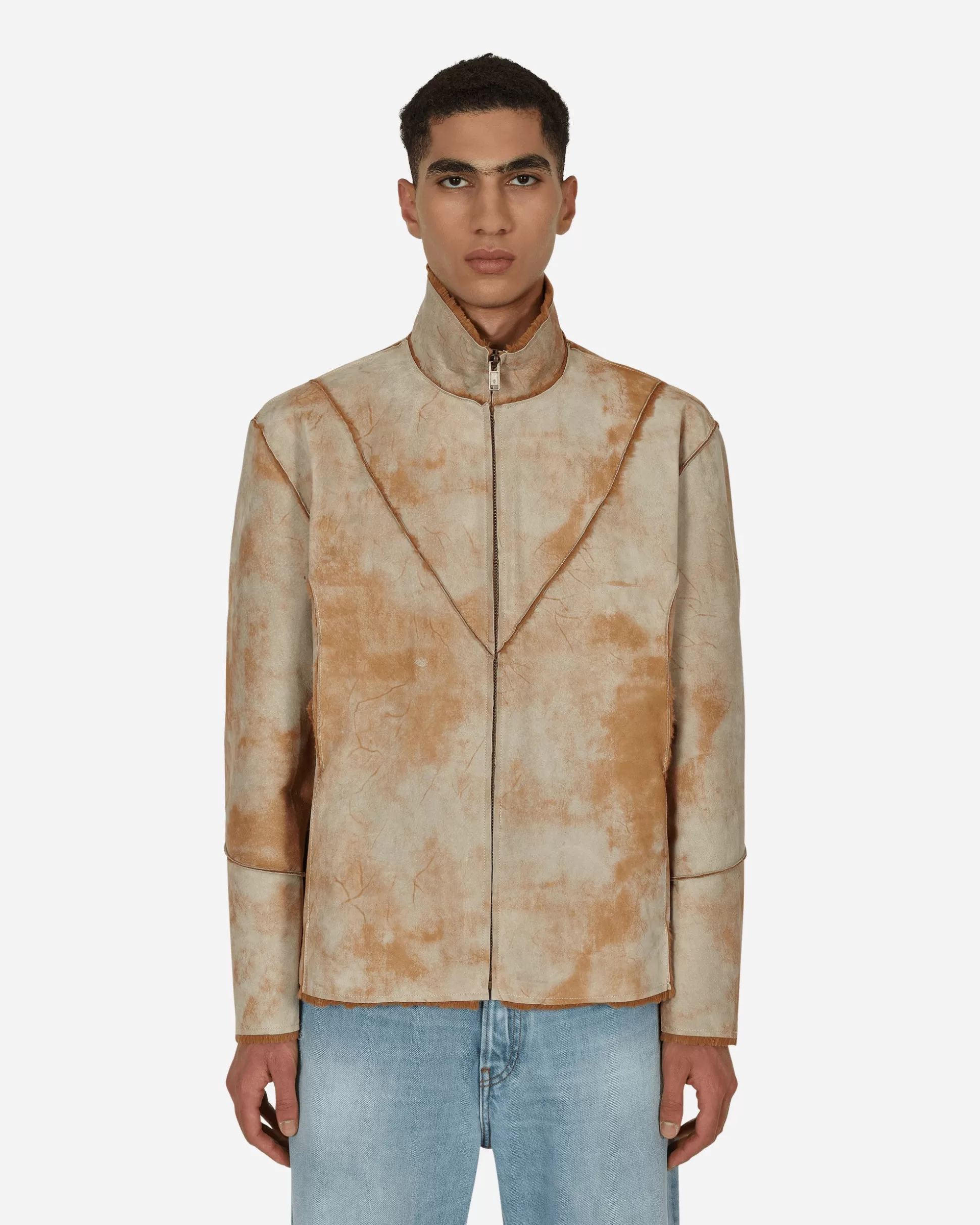 Guess USA Leather Sherpa Jacket Beige Shop