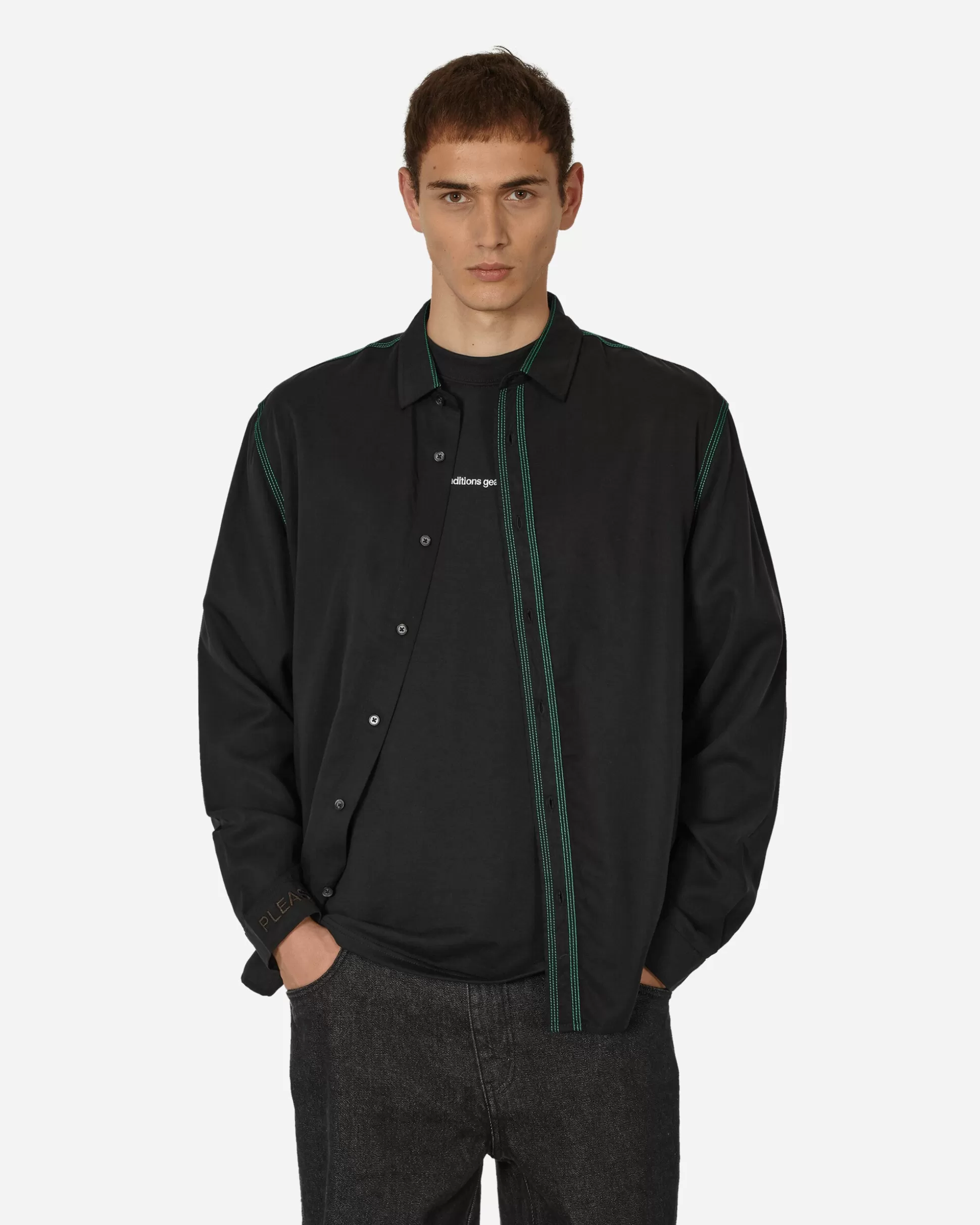 Pleasures Life Button Down Shirt Black Flash Sale