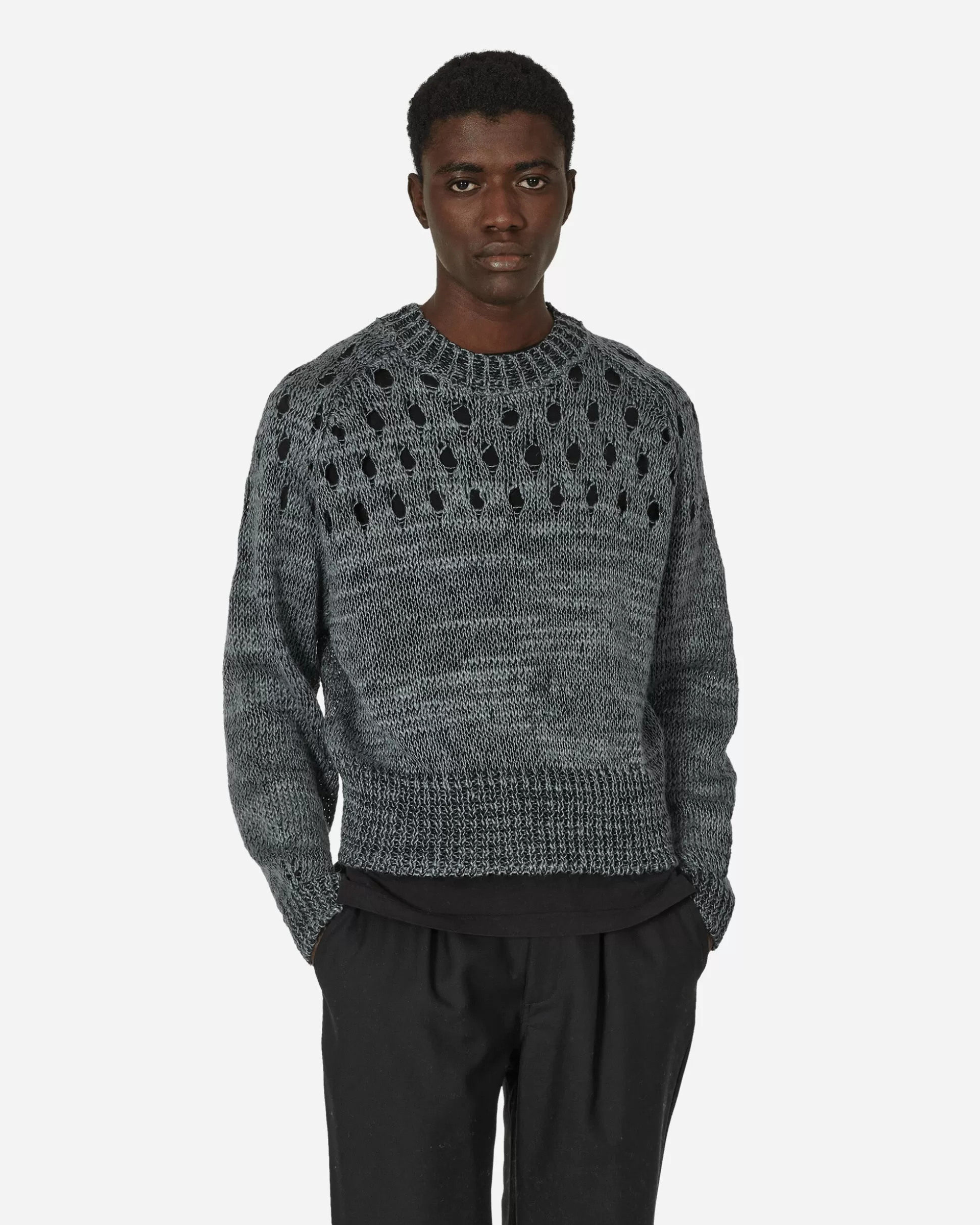 Dries Van Noten Linen Crewneck Sweater Grey Cheap