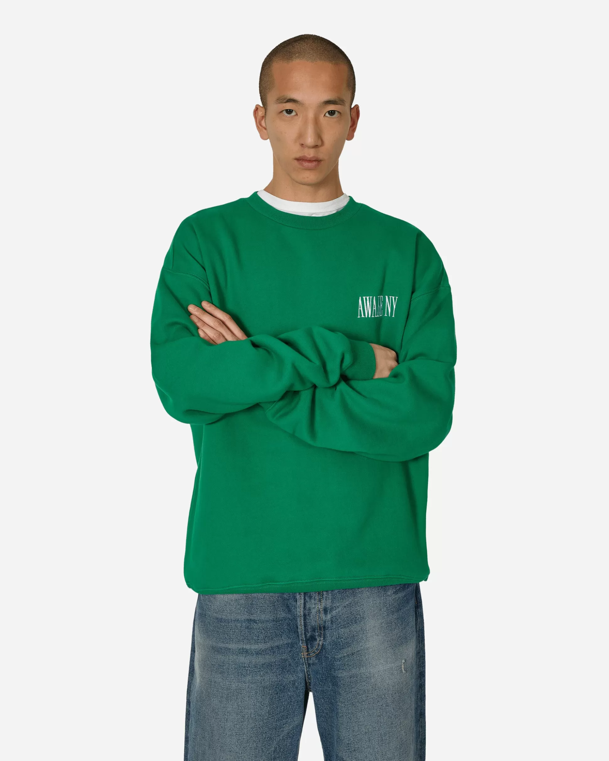 Awake NY Logo Crewneck Sweatshirt Green Online