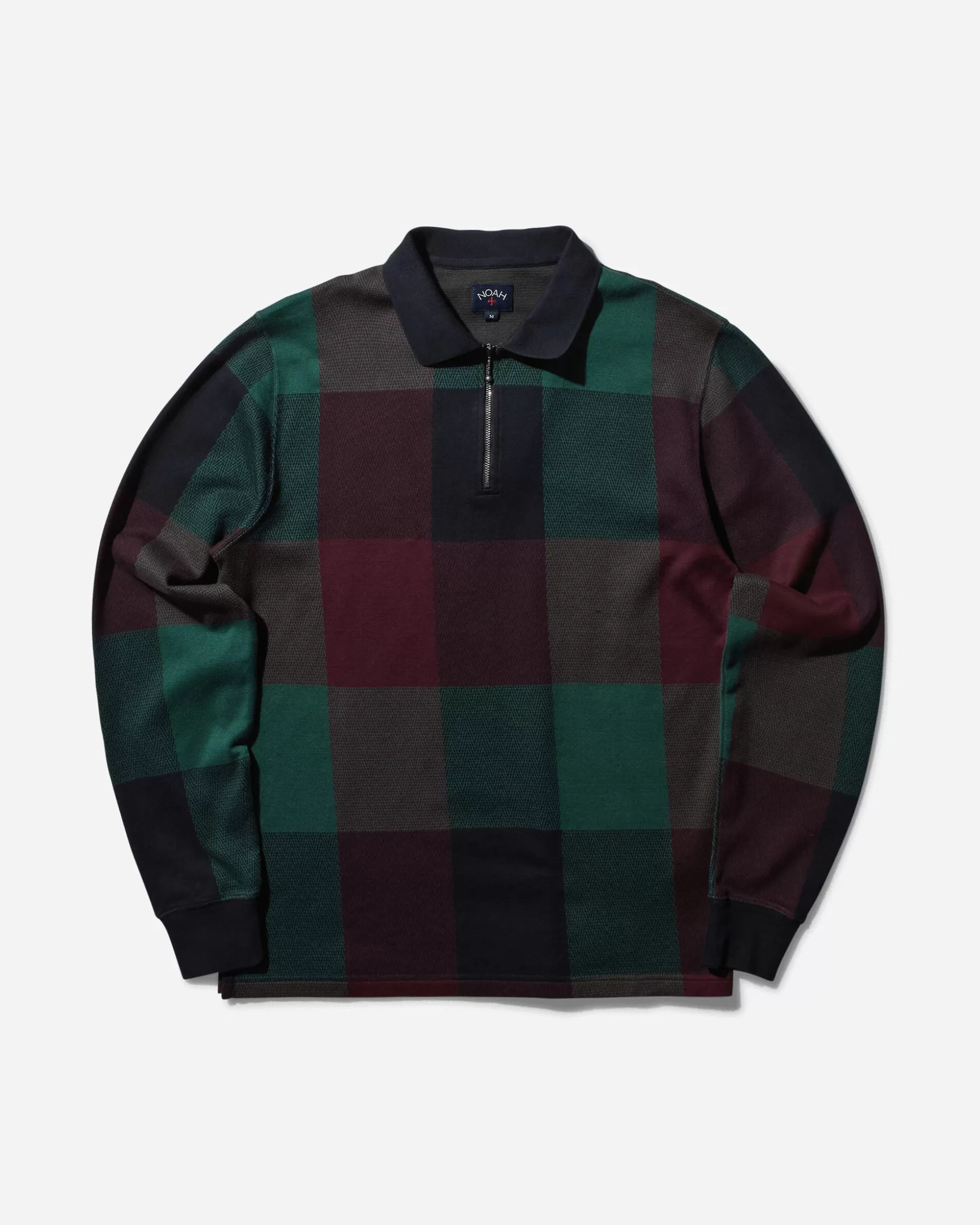 Noah Men's Buffalo Plaid Zip Polo Navy / Burgundy / Green Outlet
