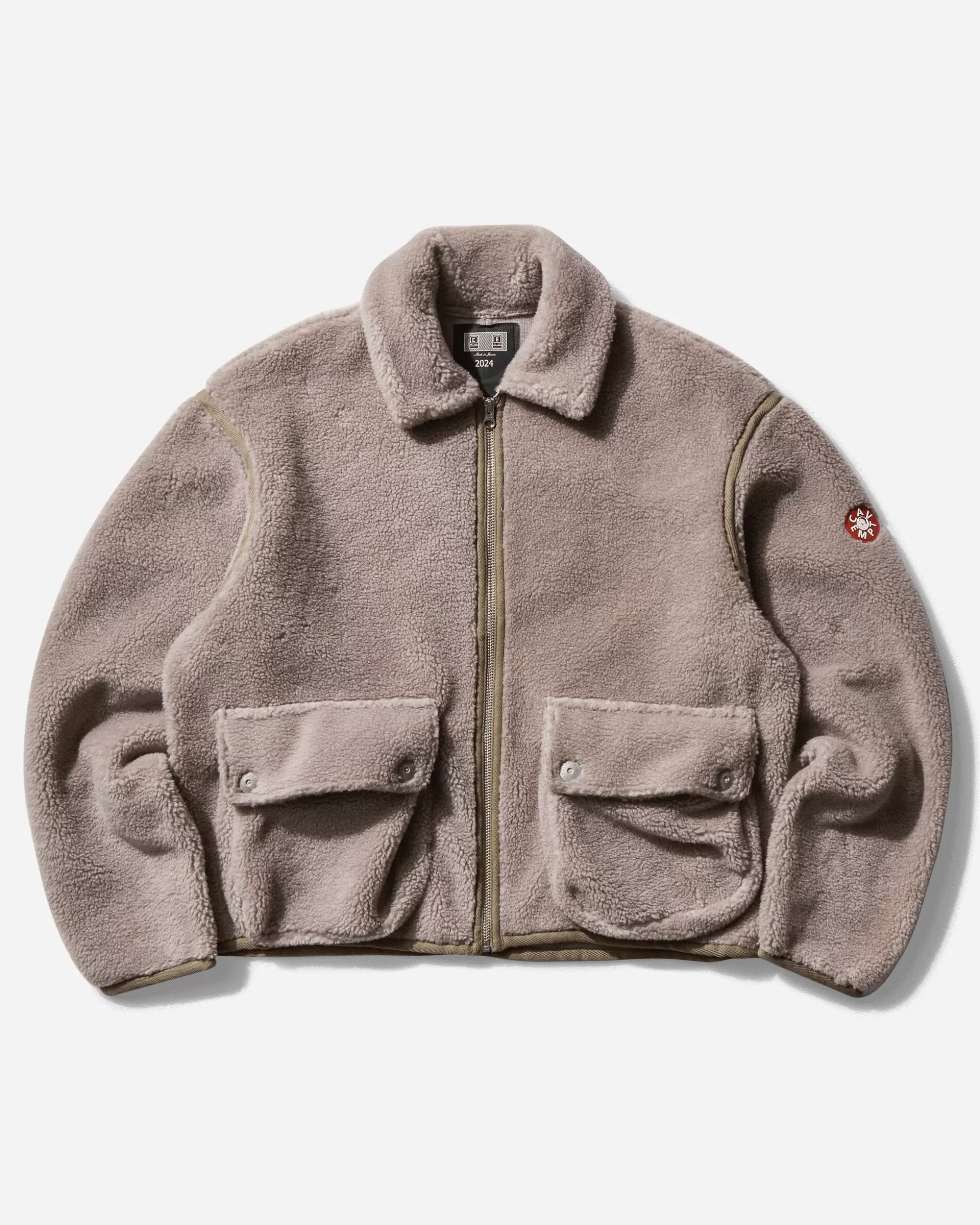 Cav Empt Men's Collared Boa Zip Up Jacket Khaki New