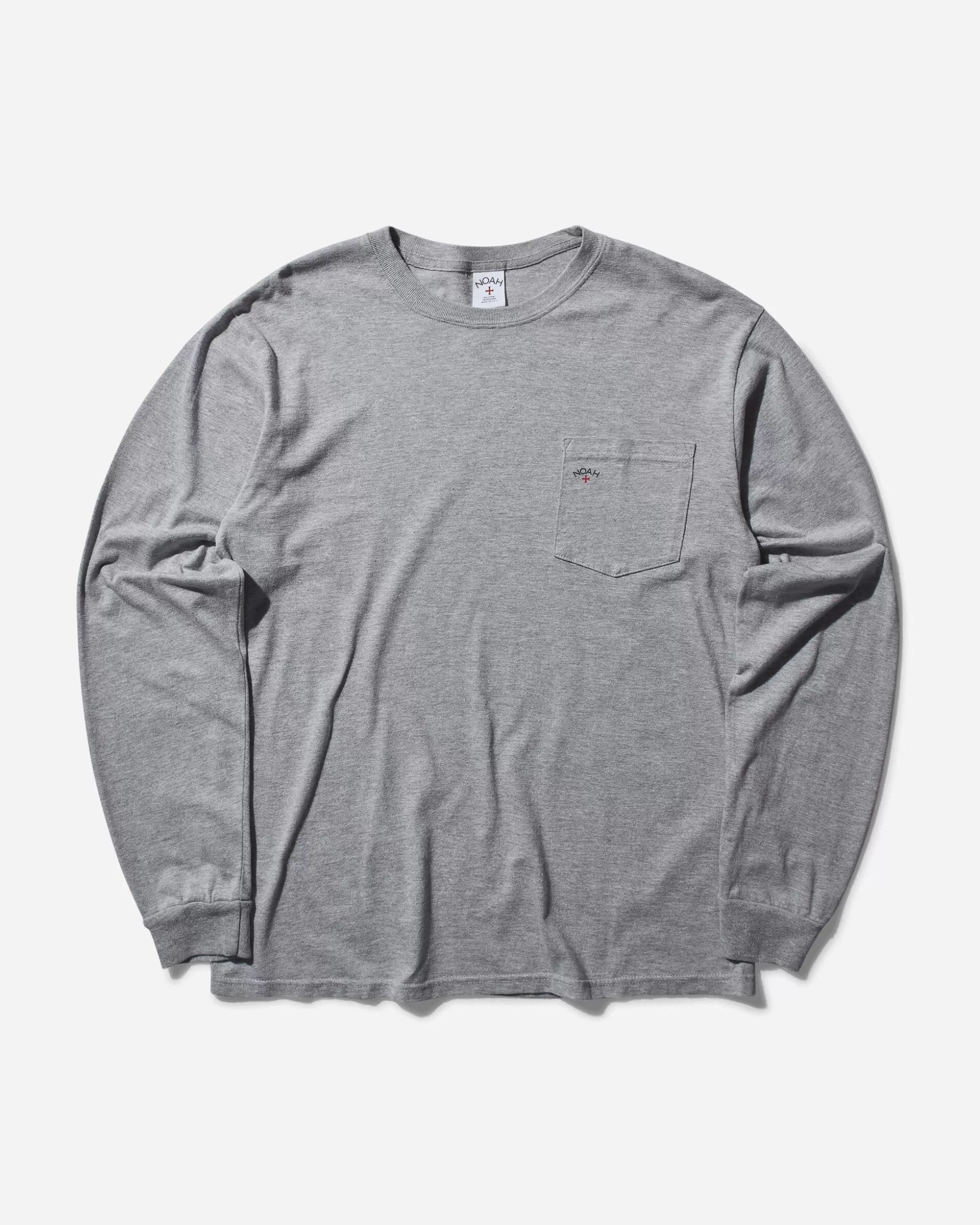 Noah Men's Core Logo Pocket Longsleeve T-Shirt Heather Grey Clearance