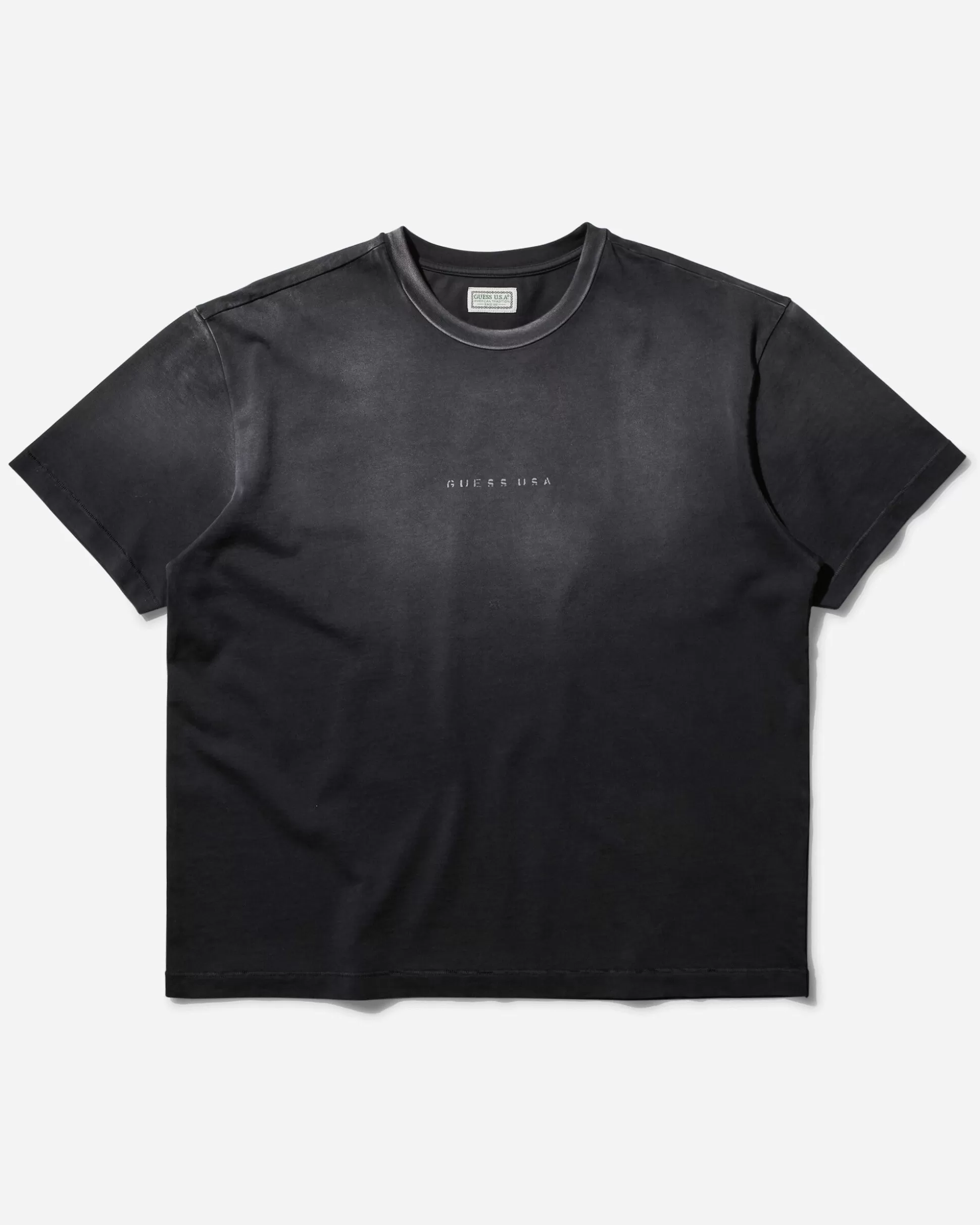 Guess USA Men's Distressed Logo T-Shirt Jet Black New