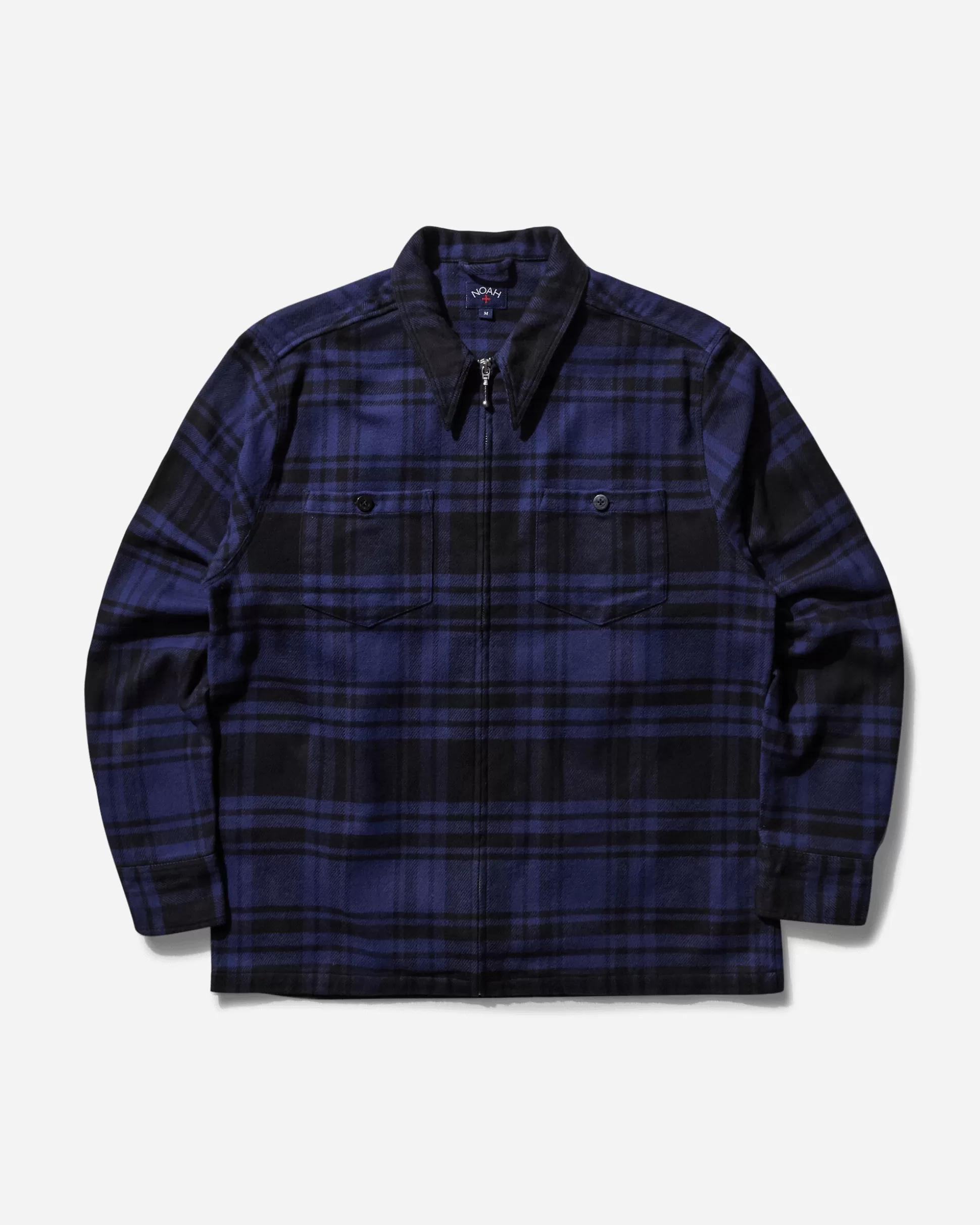 Noah Men's Heavyweight Zip-Up Flannel Shirt Black / Blue Best Sale
