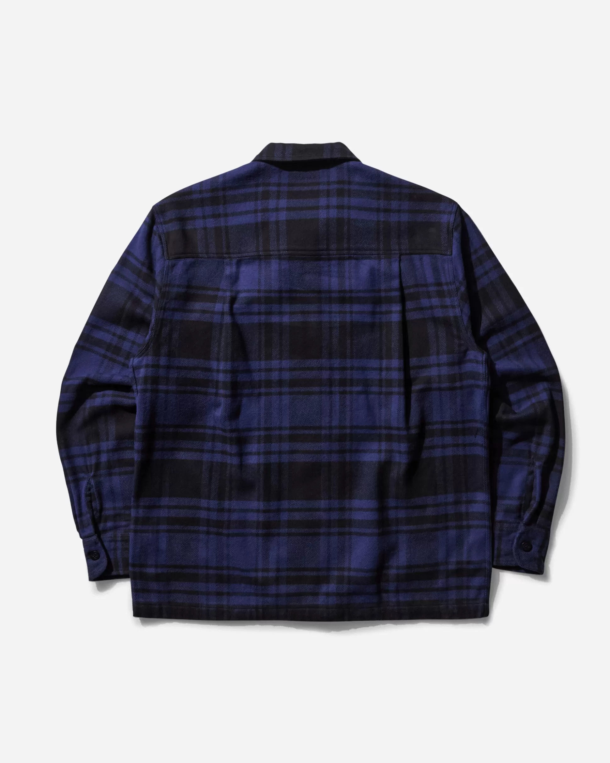 Noah Men's Heavyweight Zip-Up Flannel Shirt Black / Blue Best Sale