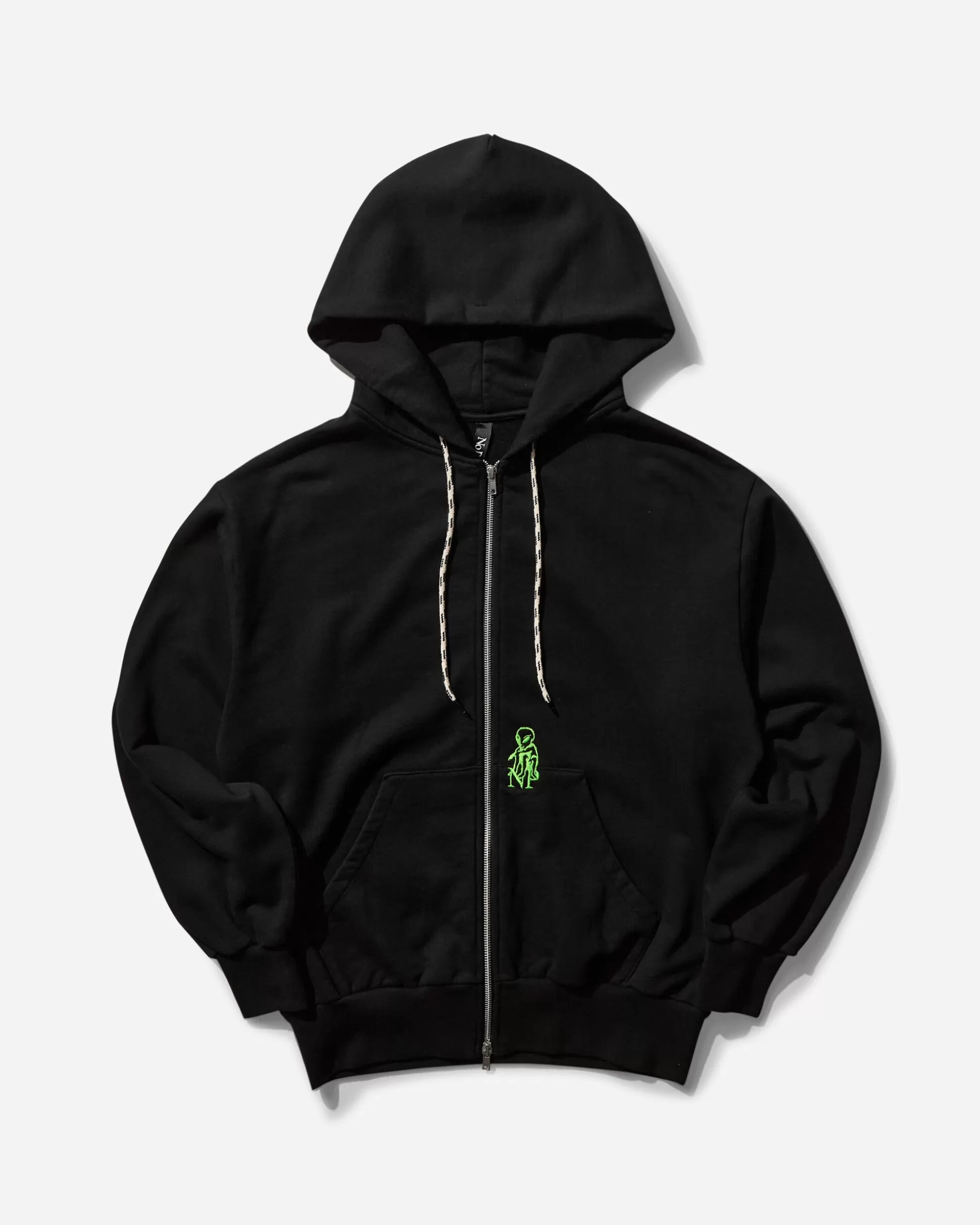 No Problemo Men's Mini Alien Zip Through Hoodie Black Fashion