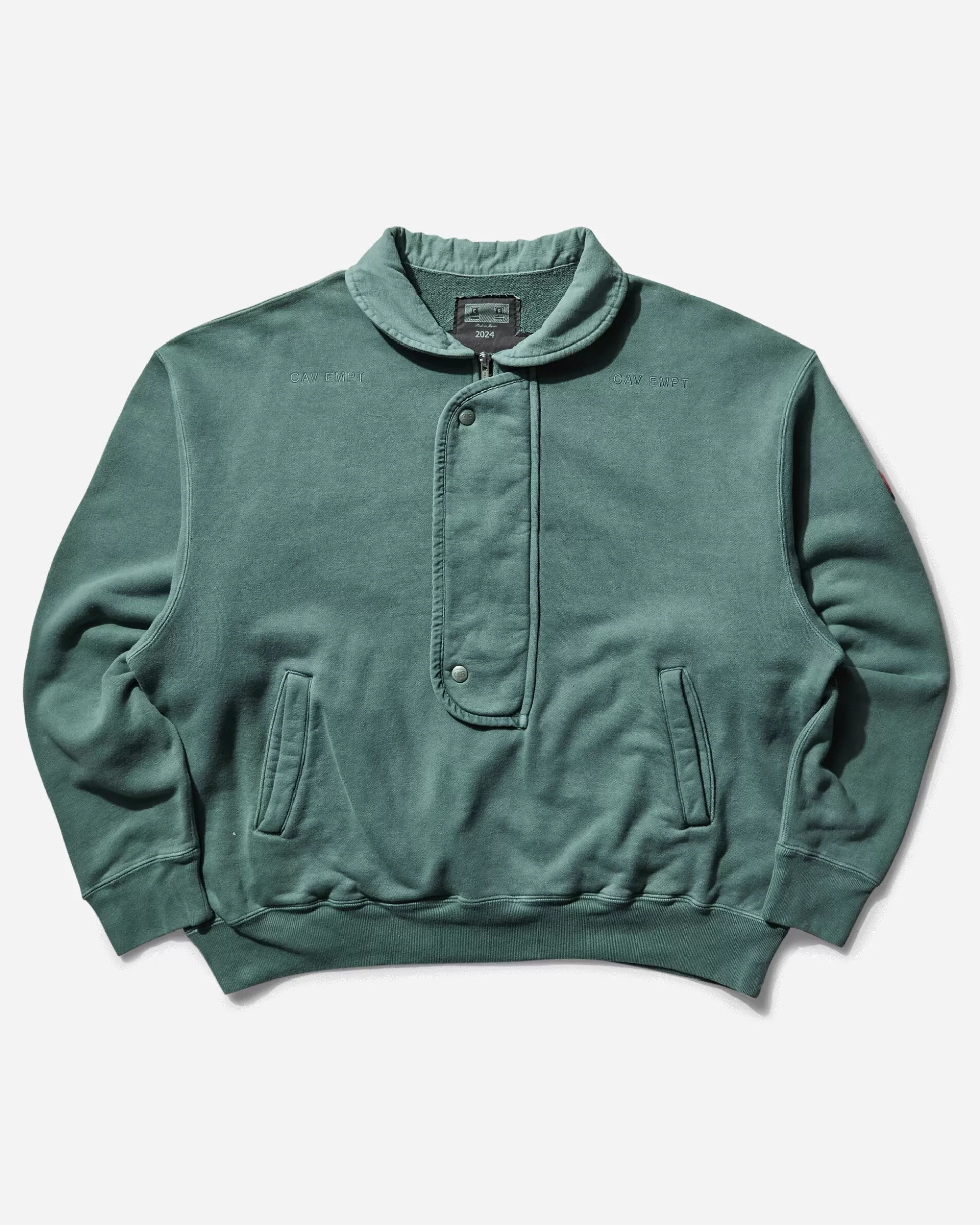 Cav Empt Men's Overdye Collared Half Zip Sweatshirt Green Hot