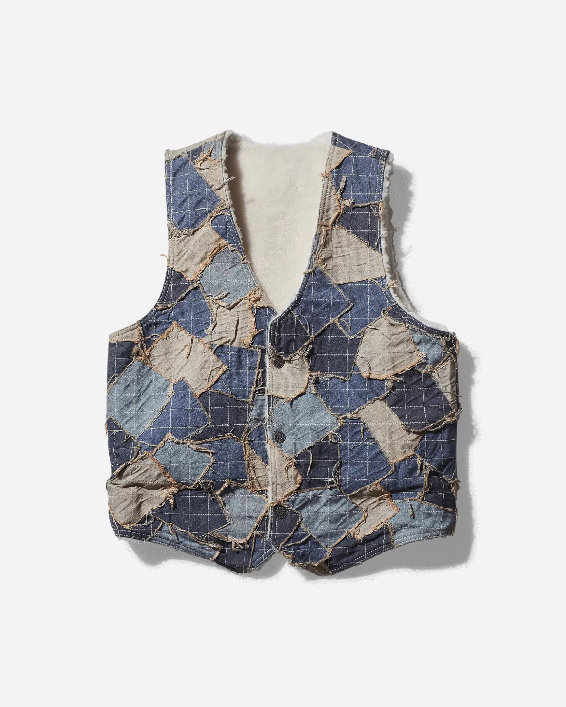 Guess USA Men's Reversible Denim Vest Stained Light Blue Hot