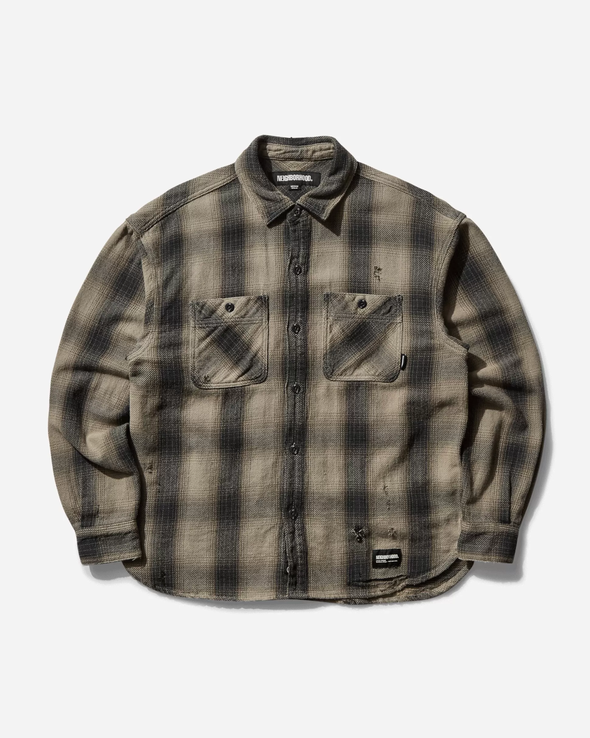 Neighborhood Men's Savage Block Hombre Check Shirt Greige Shop