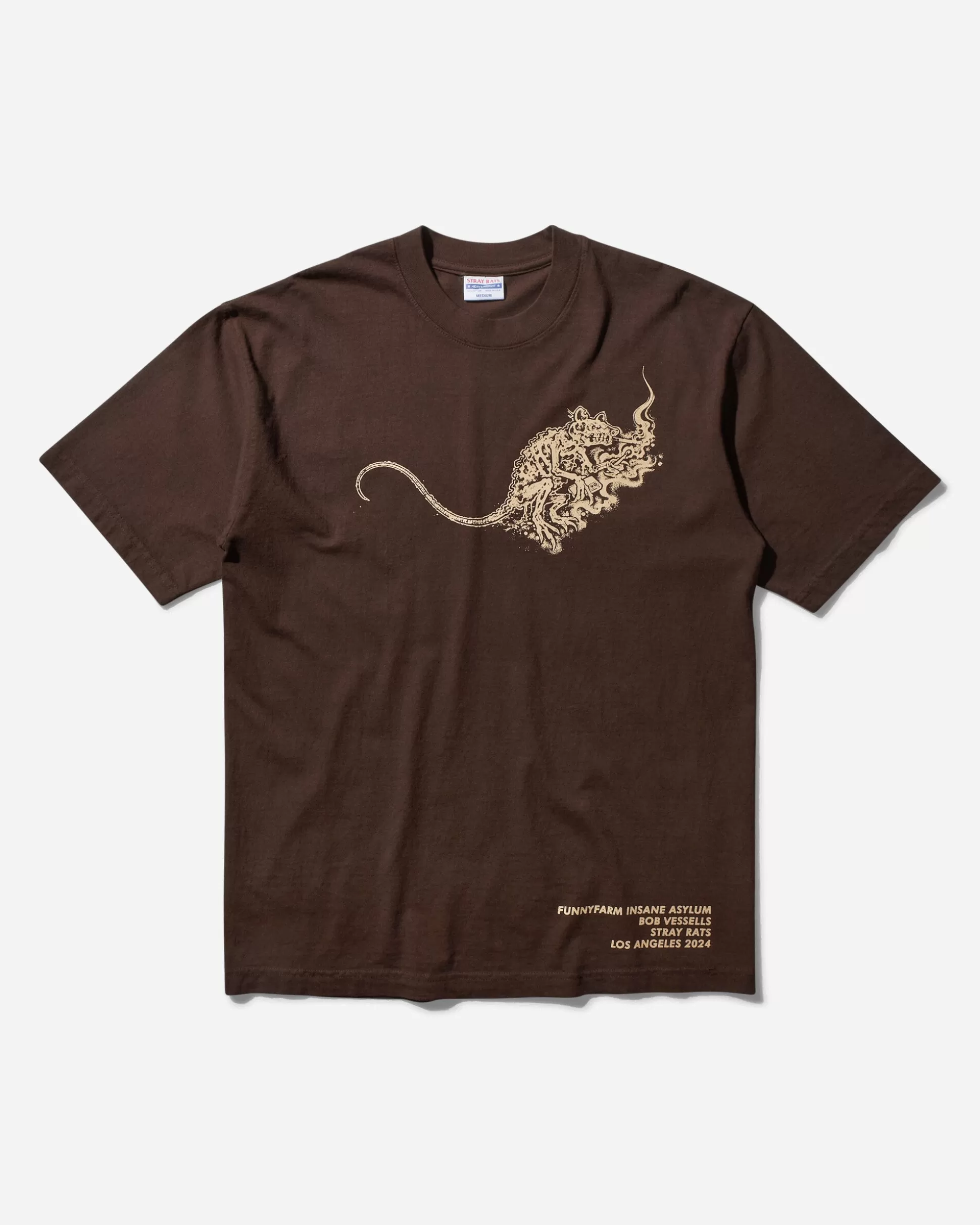Stray Rats Men's Smoking Rat T-Shirt Brown Sale