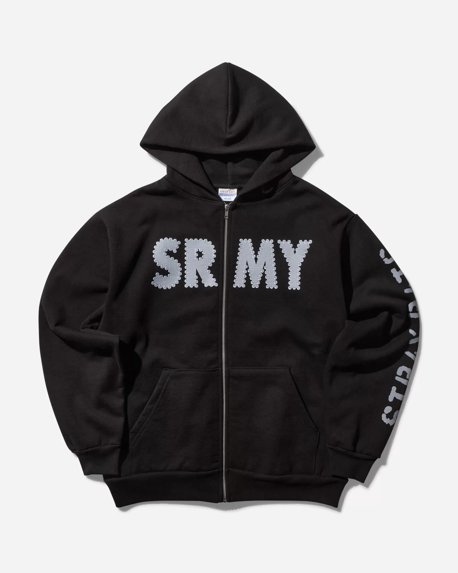 Stray Rats Men's SRMY Glitter Zip Hoodie Black Fashion