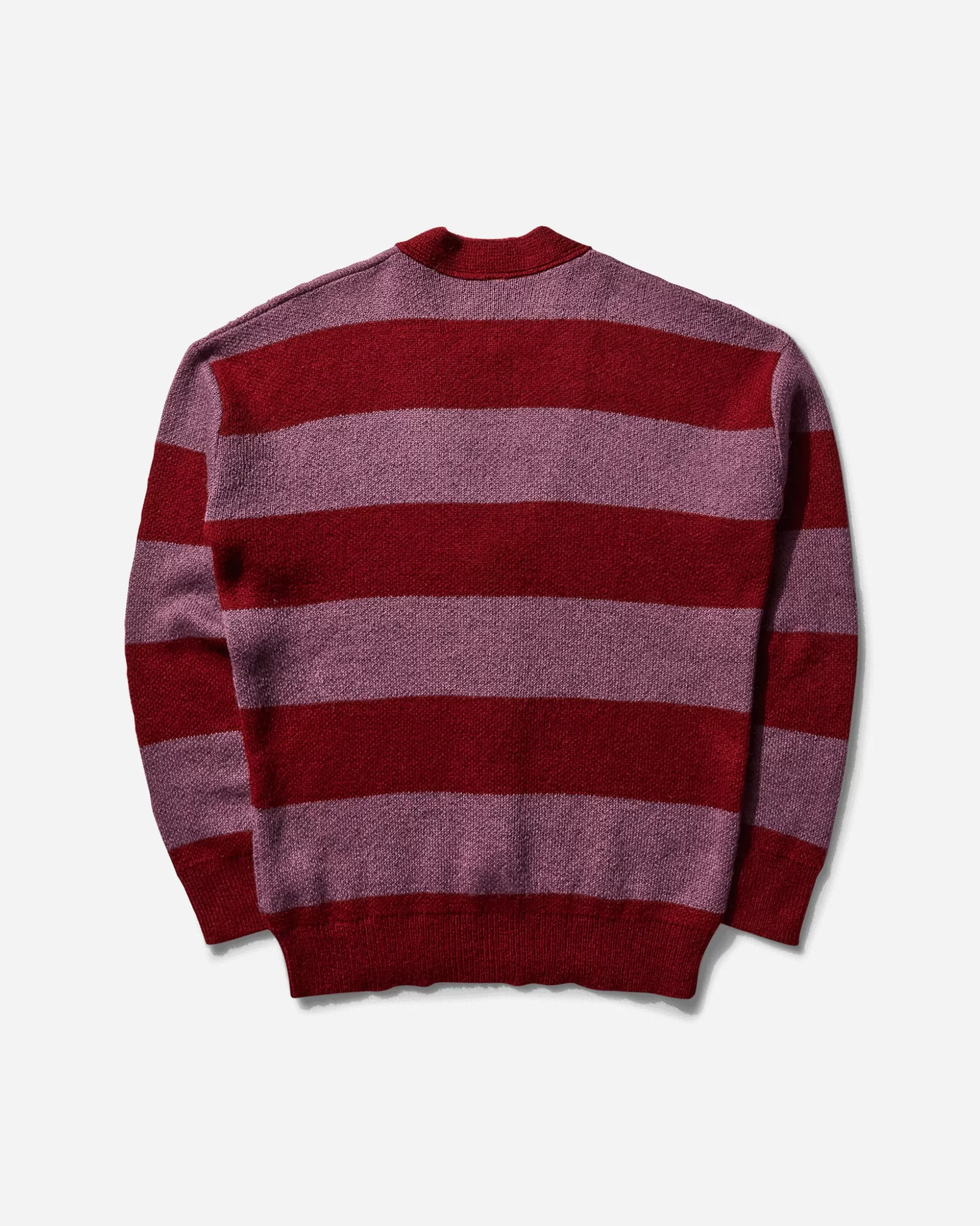 No Problemo Men's Striped Mohair Oversized Cardigan Burgundy Cheap