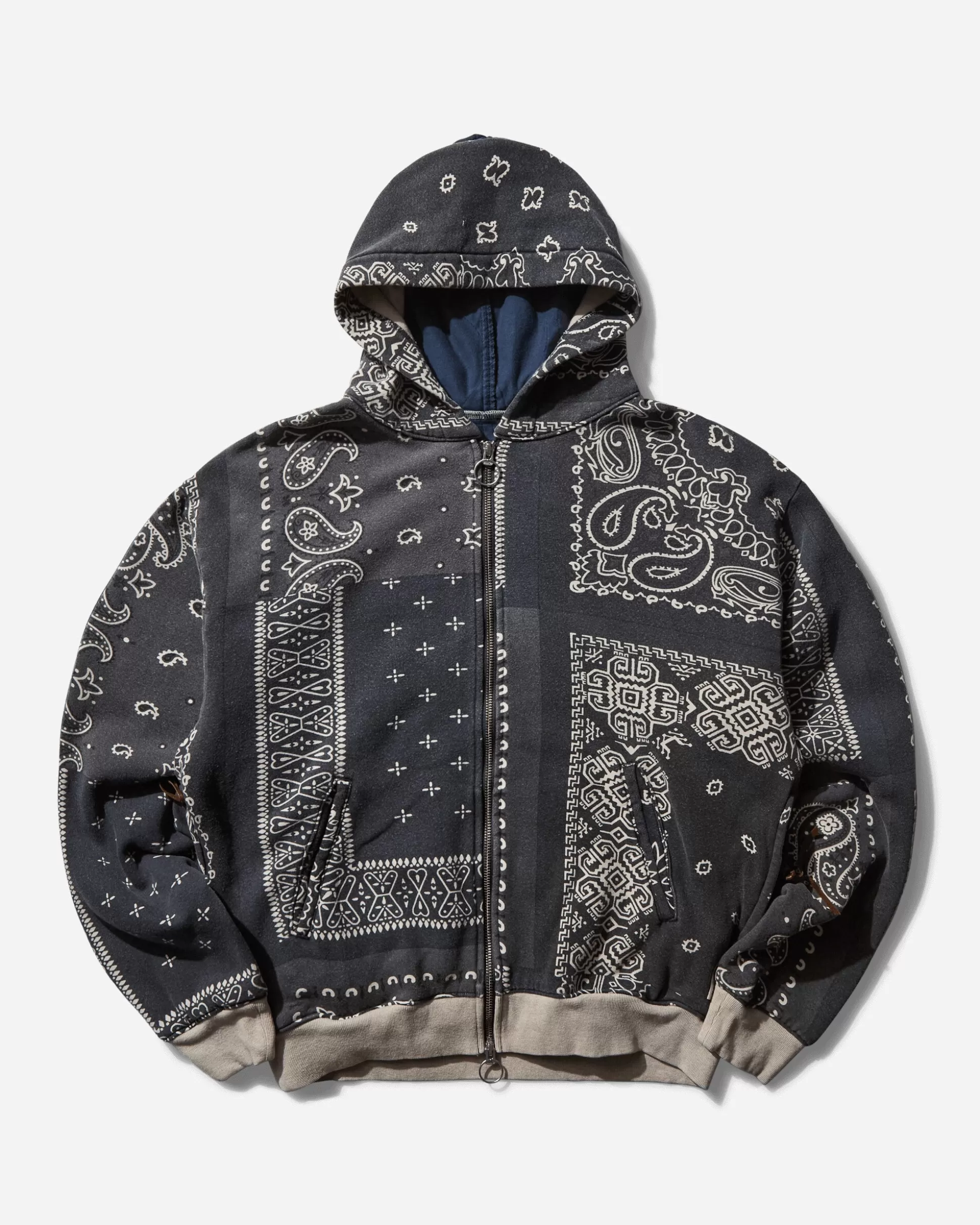 KAPITAL Men's SWT Knit Bandana Bivouac Hoodie Black Discount