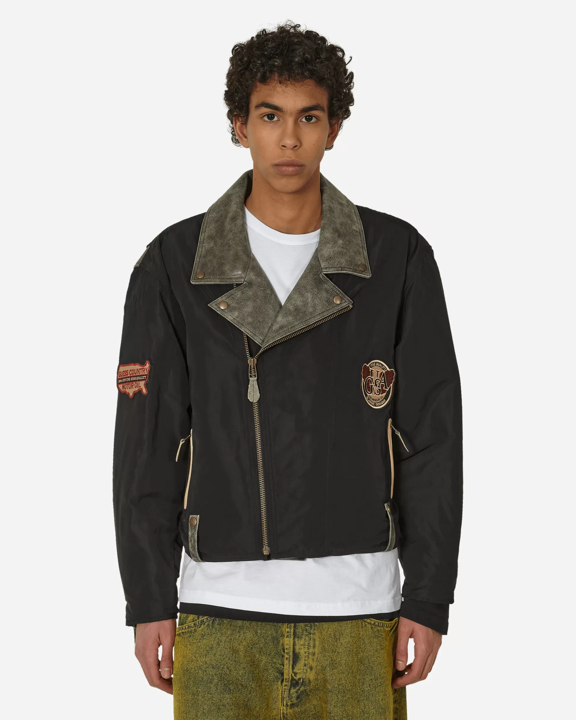 Guess USA Nylon Moto Jacket Jet Black New