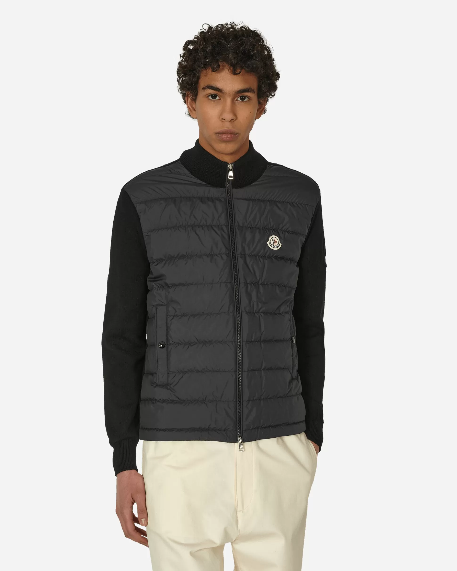 Moncler Padded Cotton Zip-Up Cardigan Black Hot