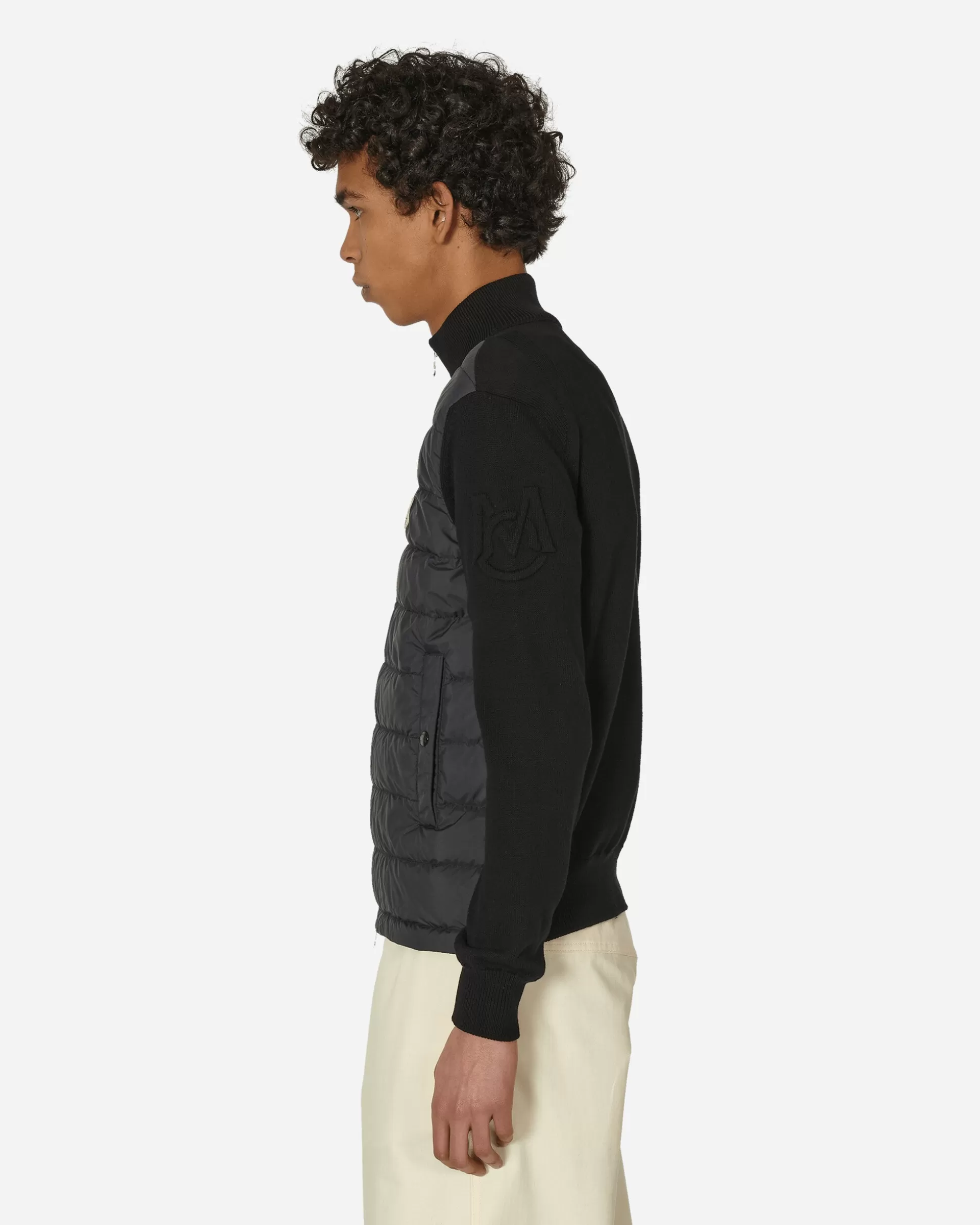 Moncler Padded Cotton Zip-Up Cardigan Black Hot