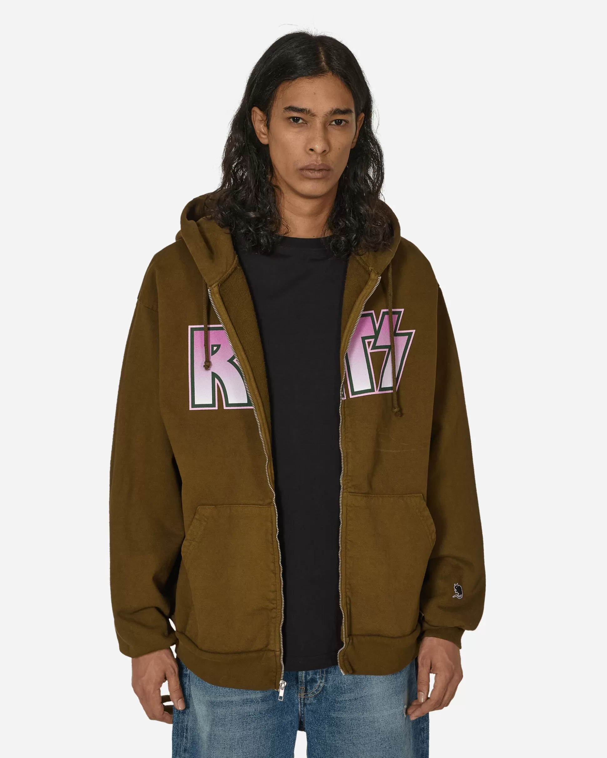 Stray Rats Ratstar Zip Up Hoodie Olive Outlet